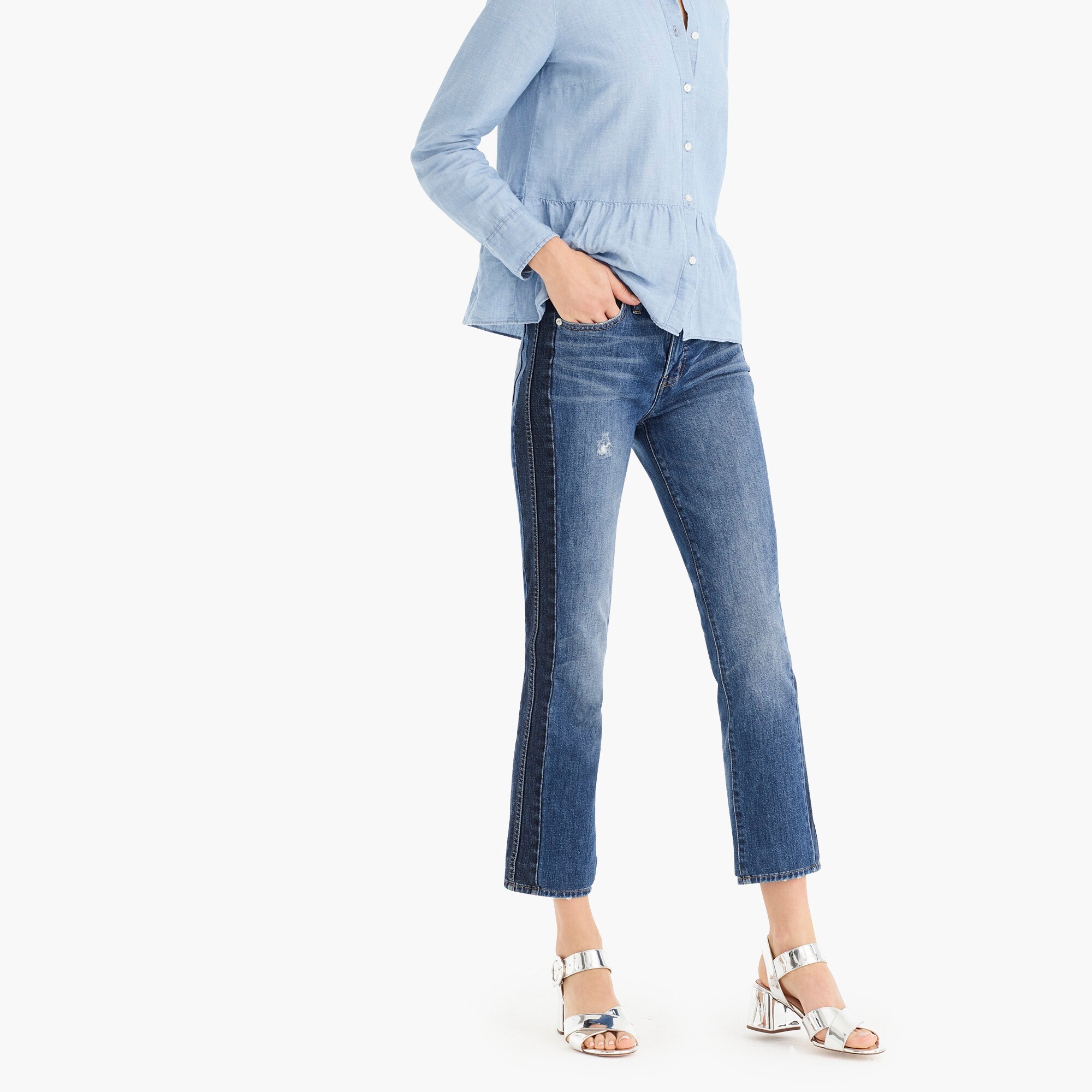 womens Vintage straight jean in two-tone denim