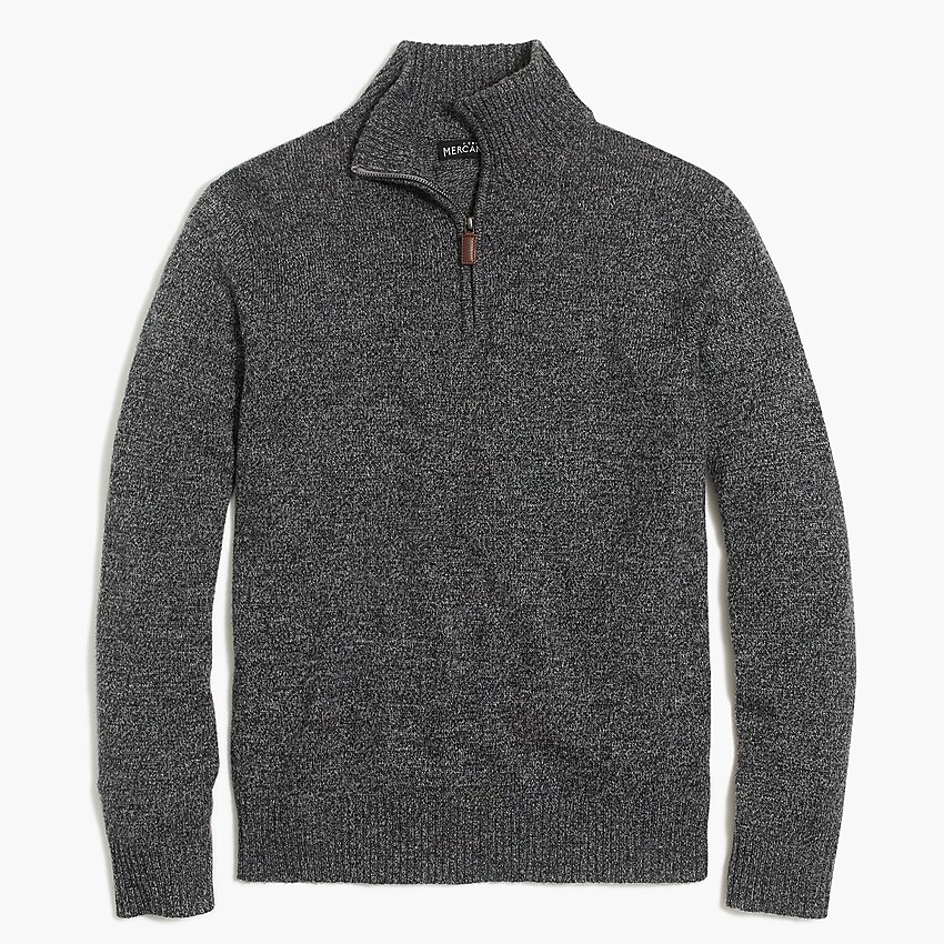 factory: half-zip sweater in supersoft wool blend for men, right side, view zoomed