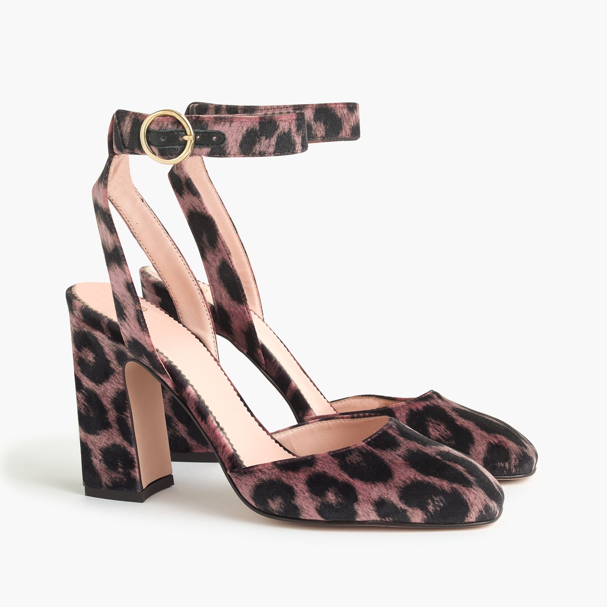 靴 Dear Frances Harlow Ankle Strap Pump Harlow Ankle-strap Pumps In Leopard Velvet For Women | J.Crew