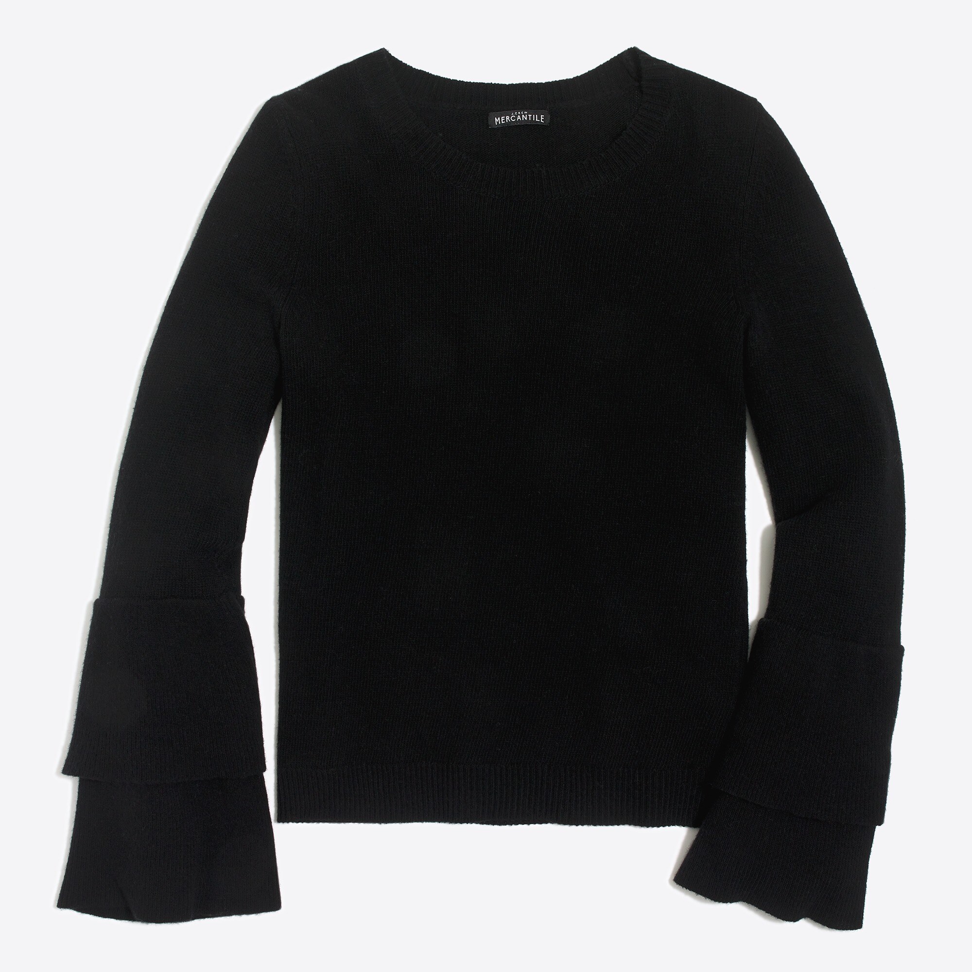 Ruffle-sleeve pullover sweater