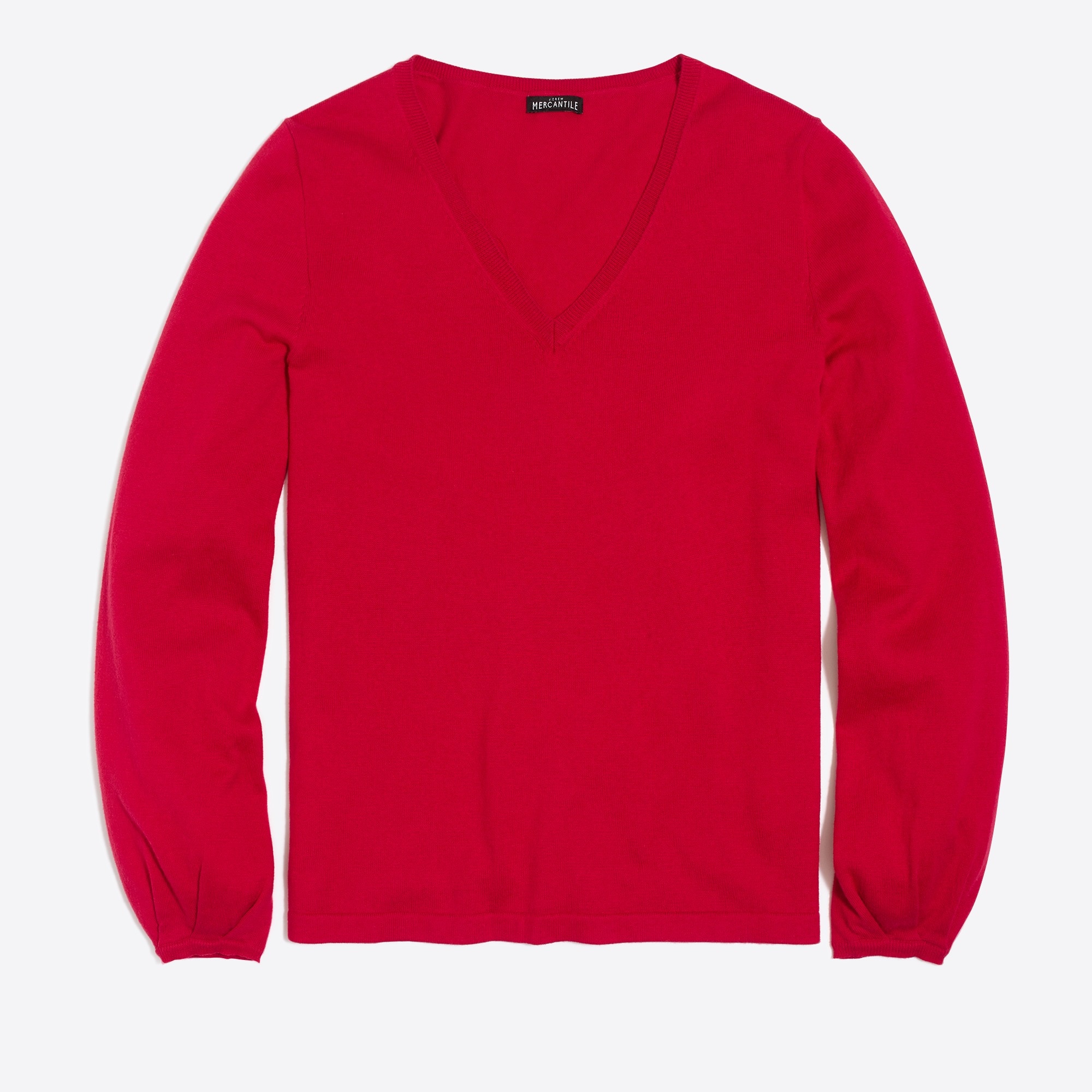 Balloon-sleeve V-neck sweater
