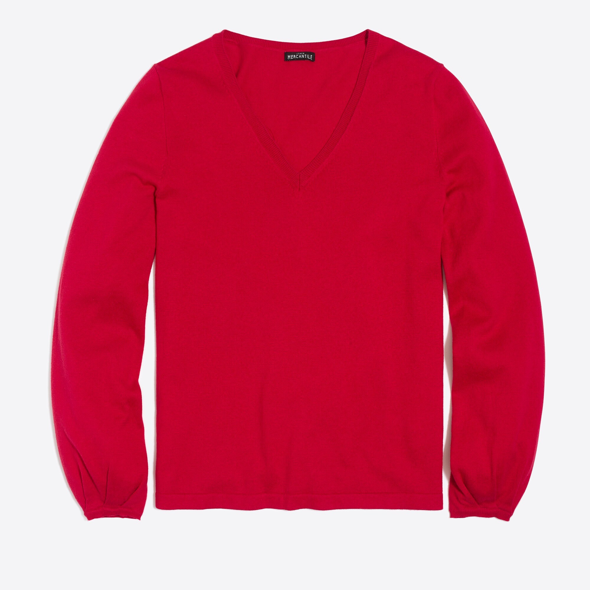 Balloon-sleeve V-neck sweater