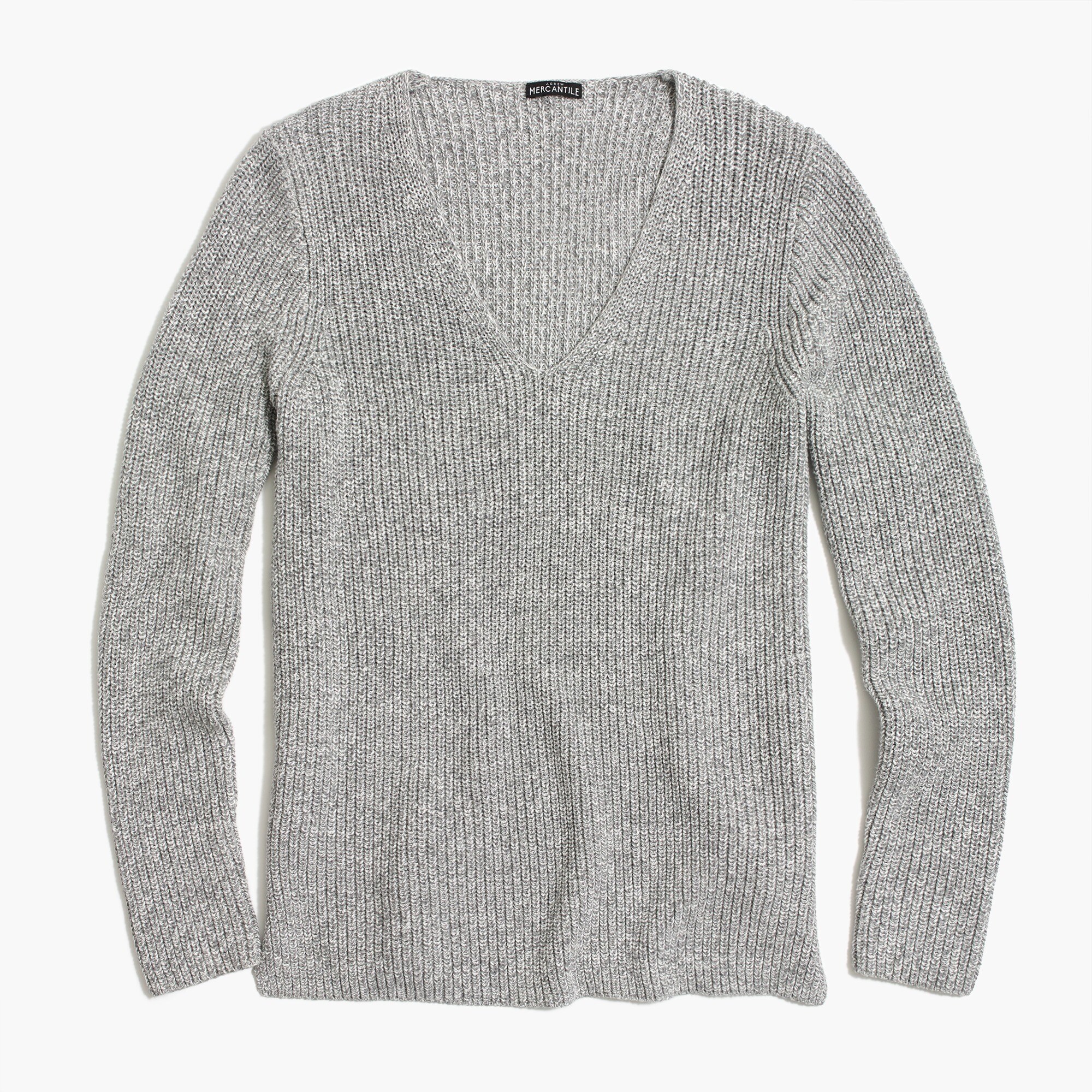 Textured cotton V-neck pullover sweater