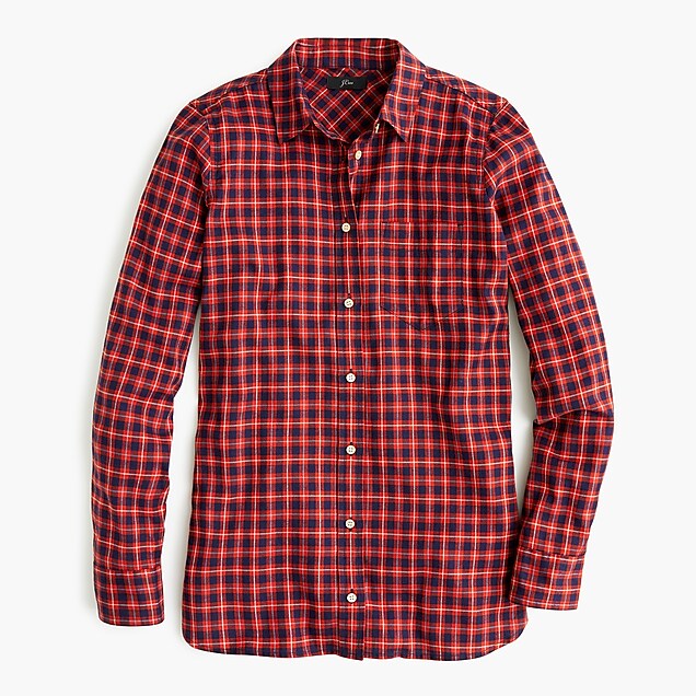 j.crew: classic-fit shirt in brushed twill flannel, right side, view zoomed