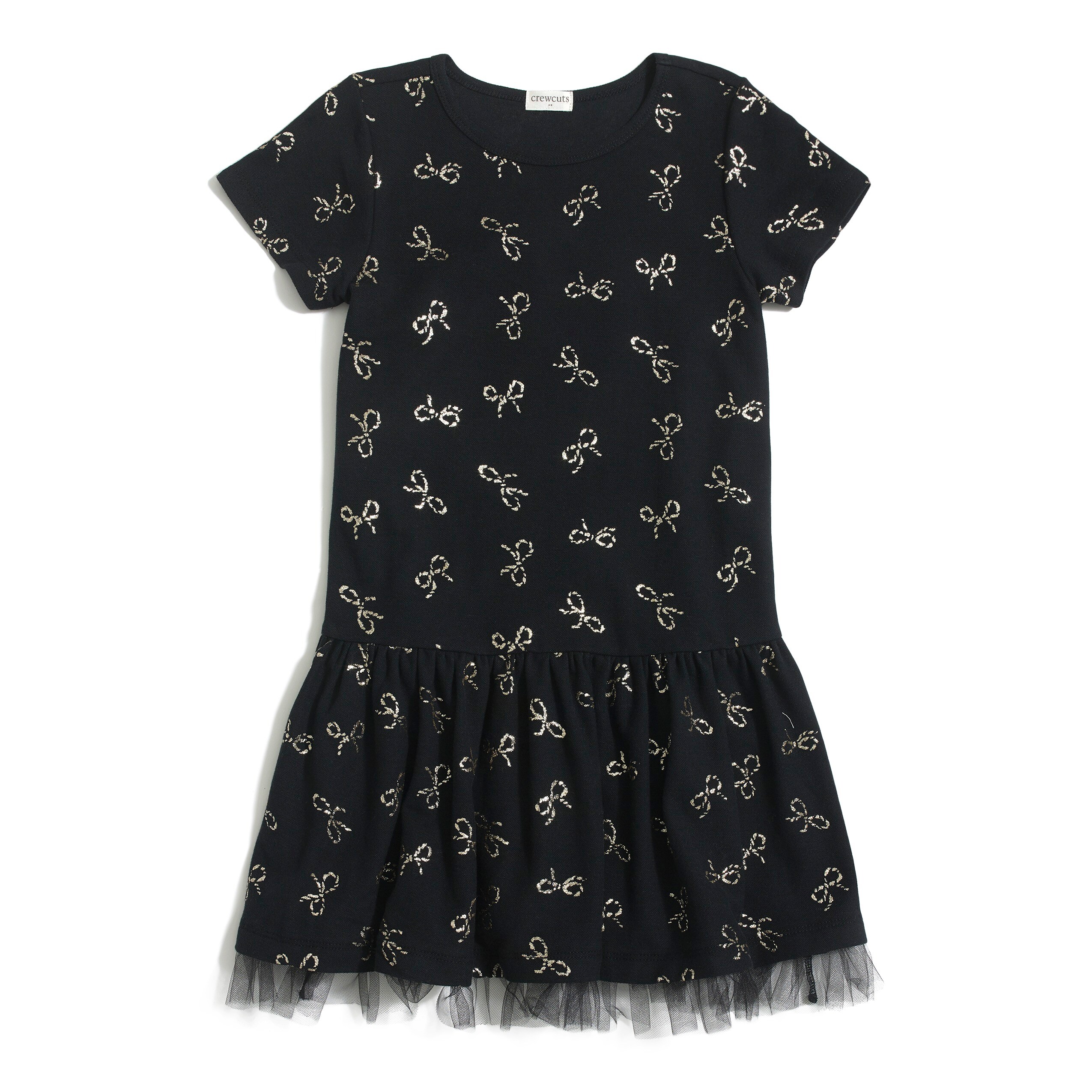 girls' short-sleeve dress in bow print for girls