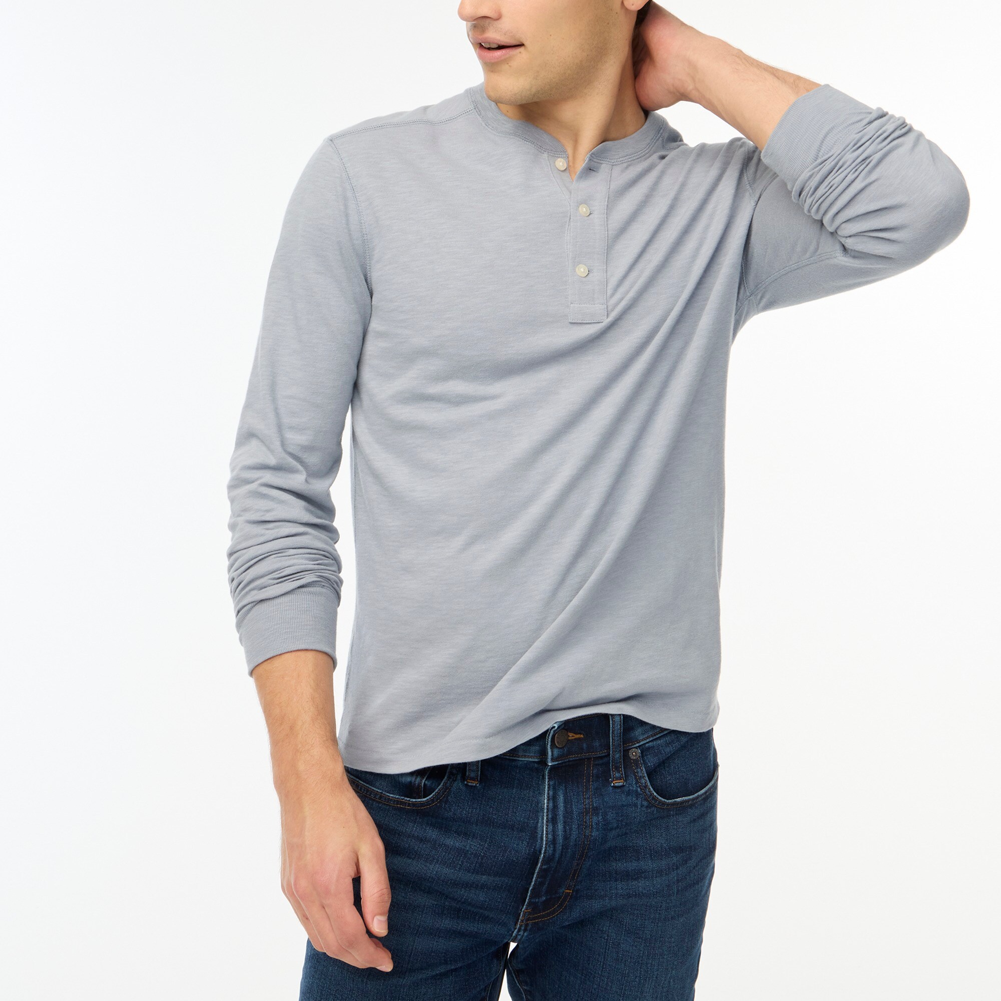 mens Long-sleeve henley in slub cotton