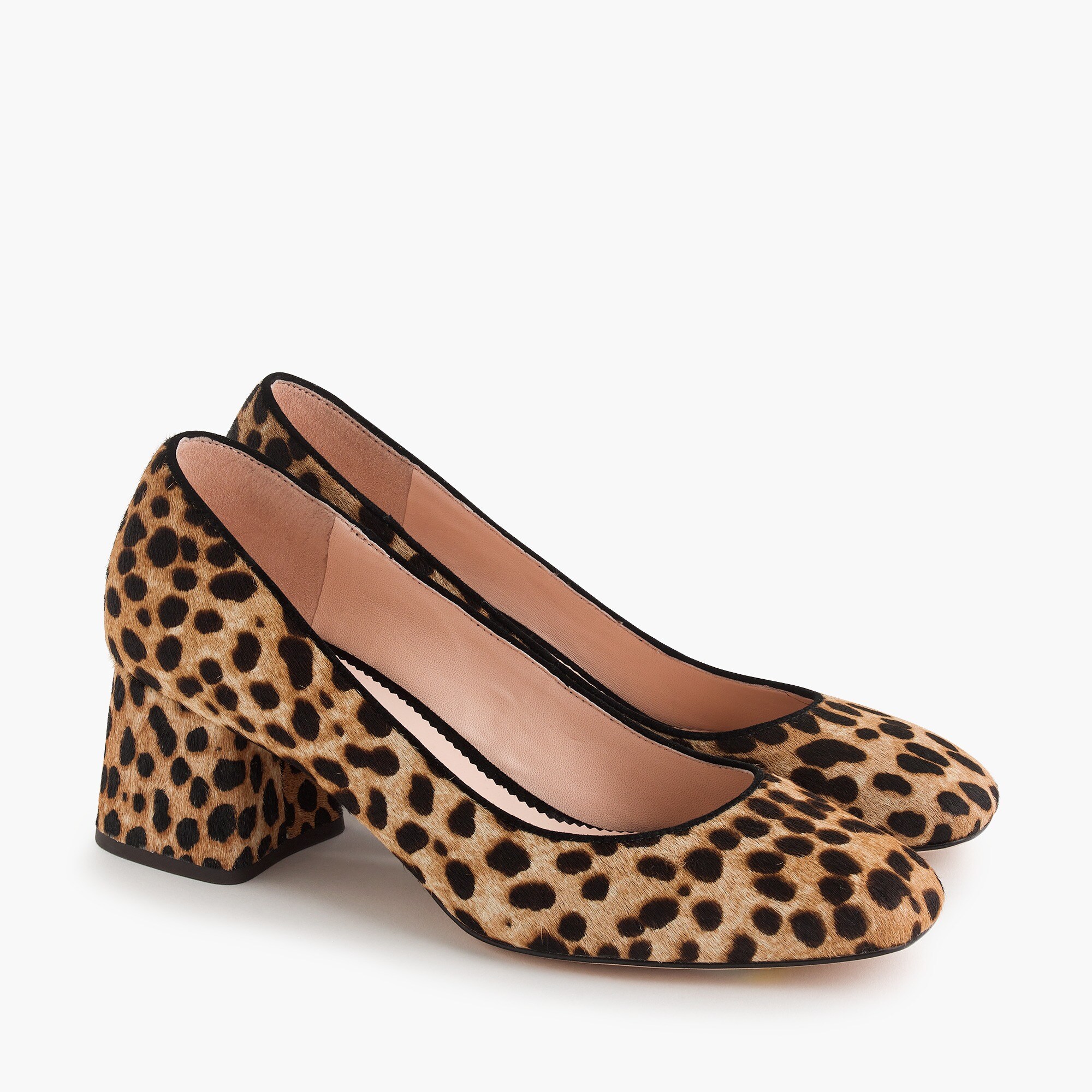 Block-heel pumps in leopard
