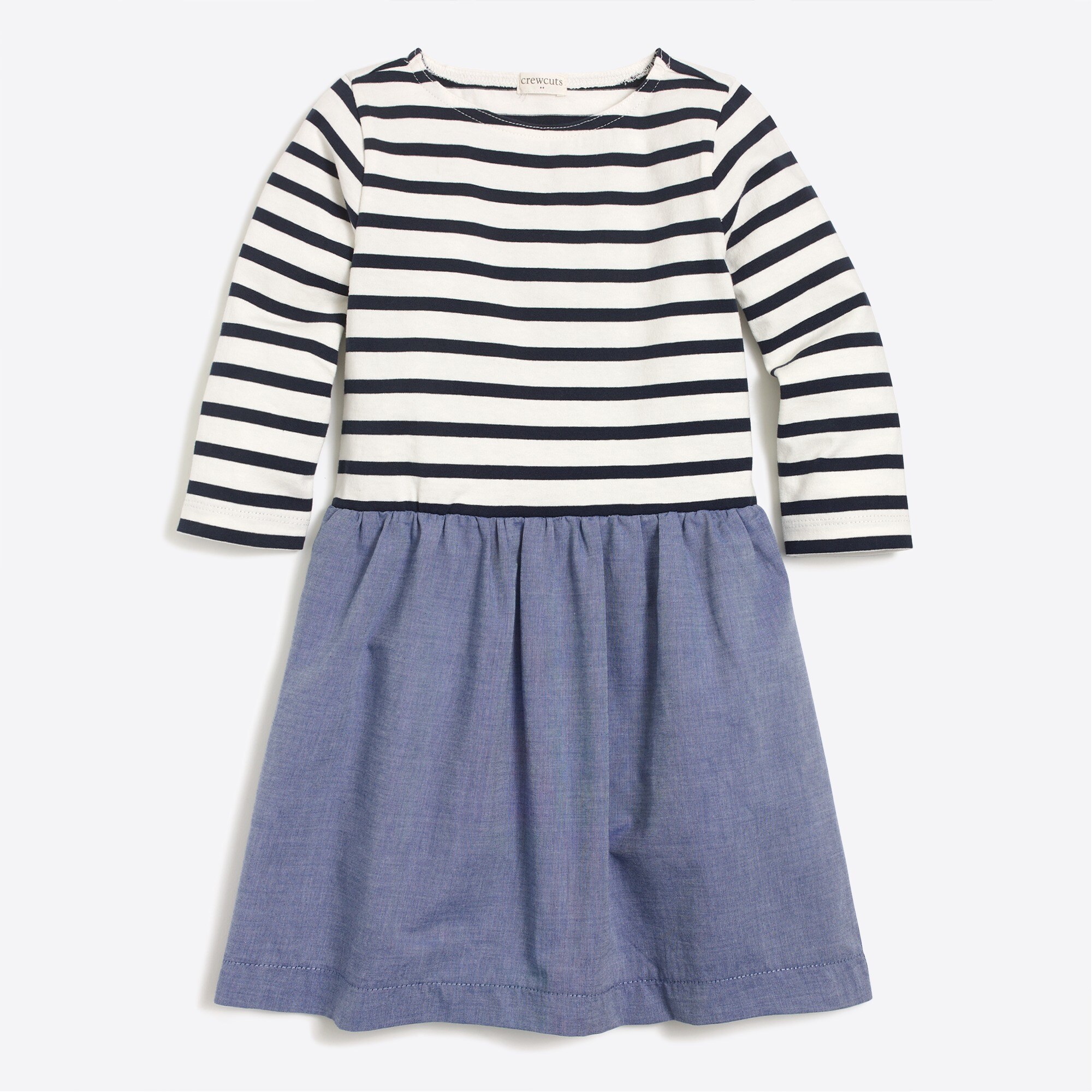 Girls' striped mixed-fabric dress