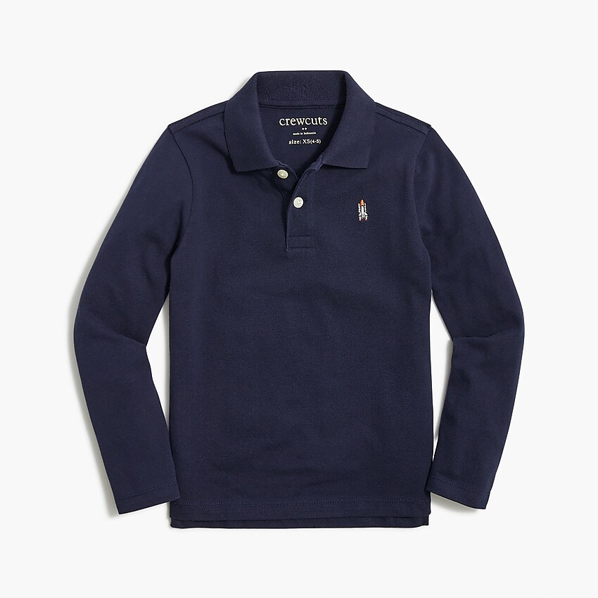 factory: boys' long-sleeve critter piqué polo for boys, right side, view zoomed