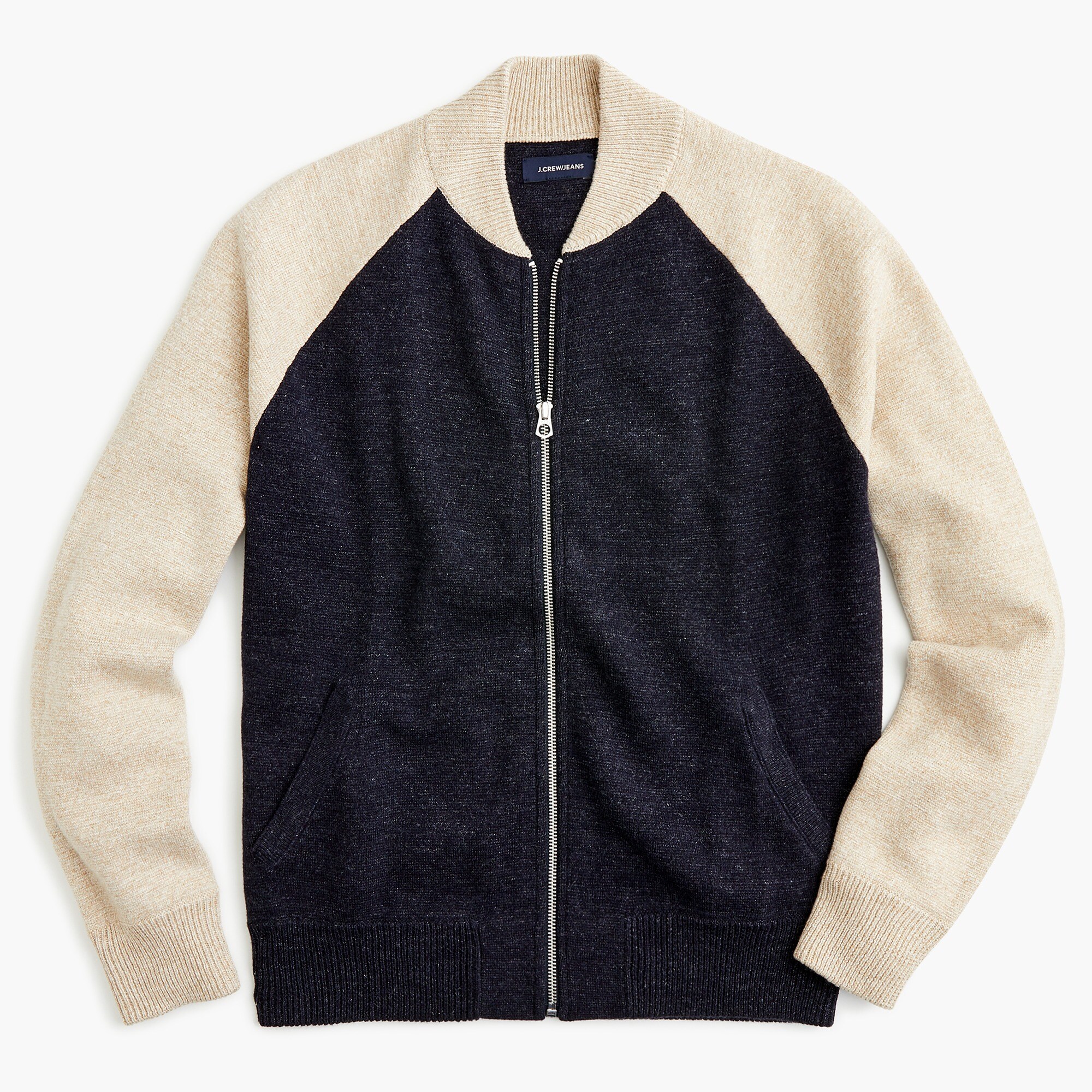 J.Crew: Cotton-wool Two-tone Varsity Jacket For Men