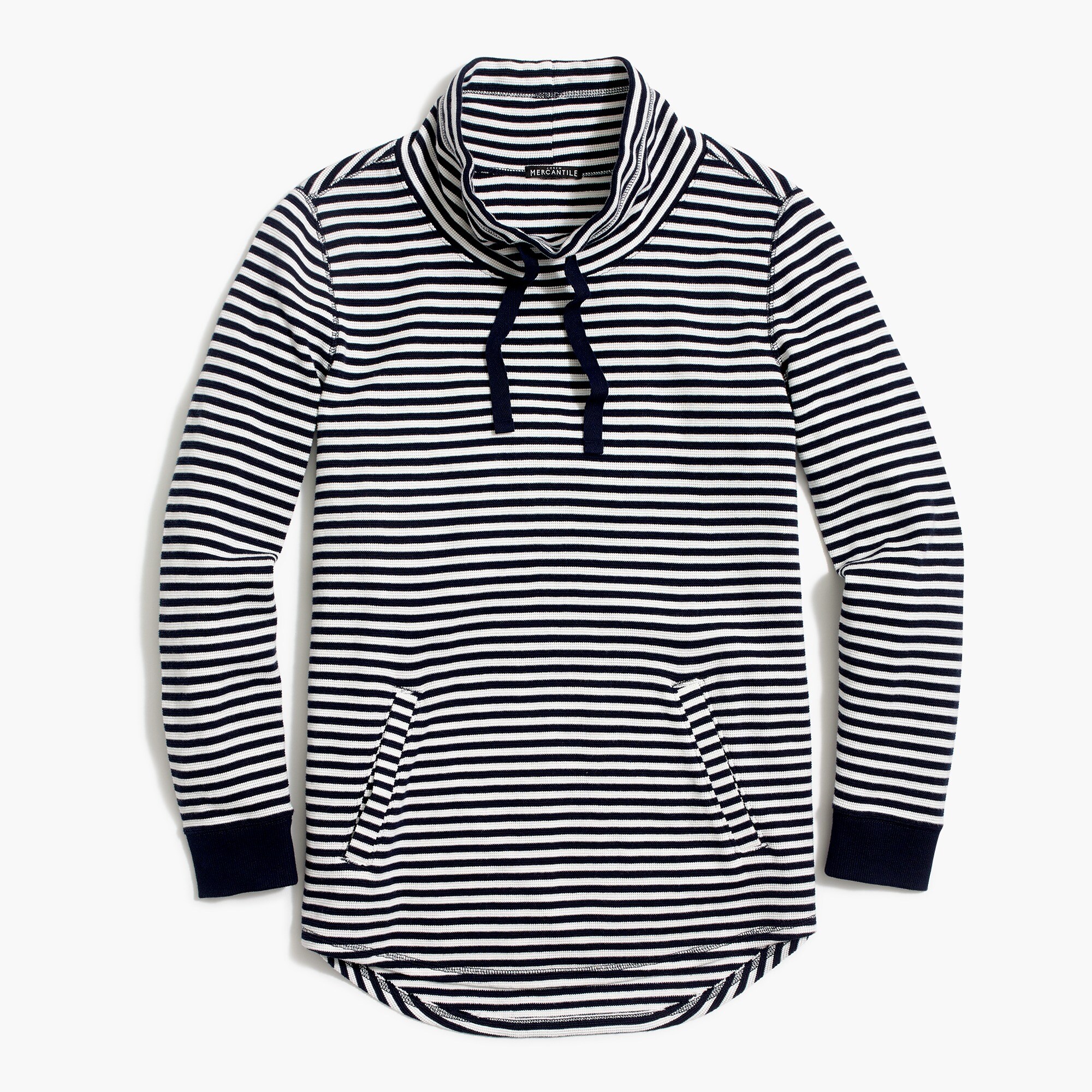 striped waffle funnelneck sweatshirt for women