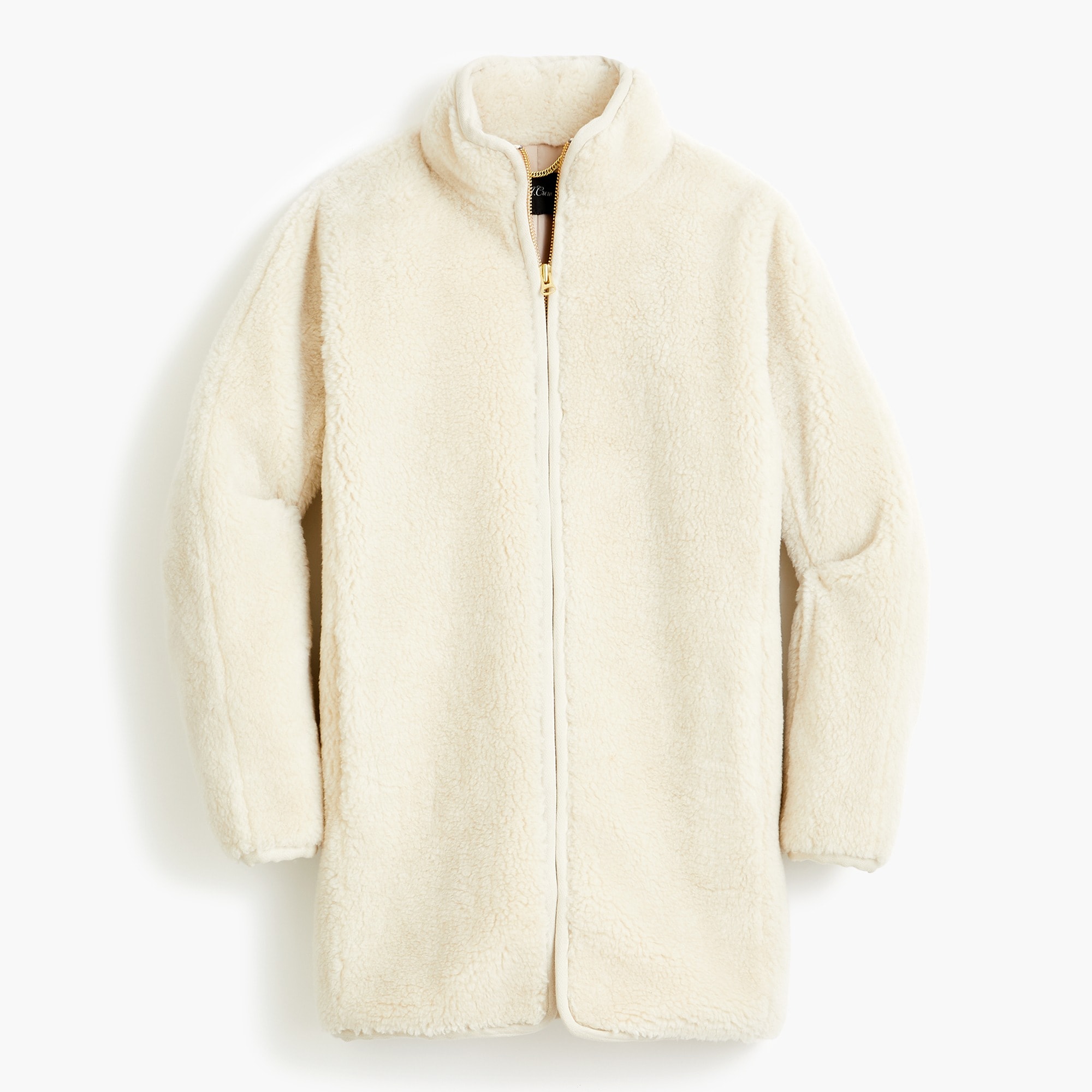 Zip-up plush fleece coat