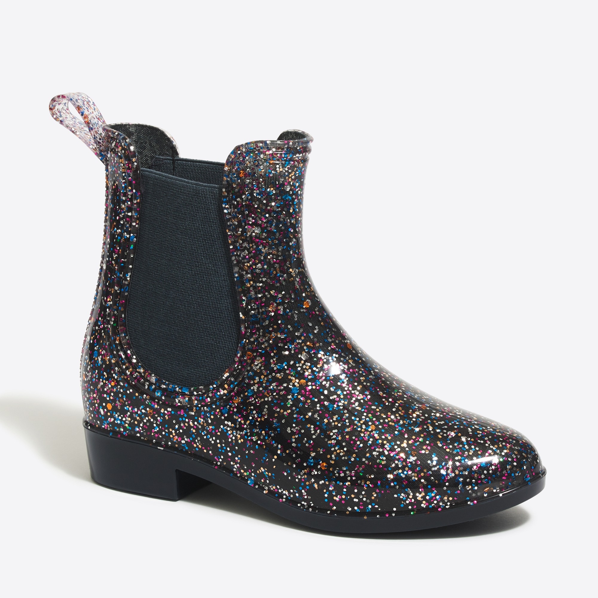 J crew glitter chelsea rain boots on sale
