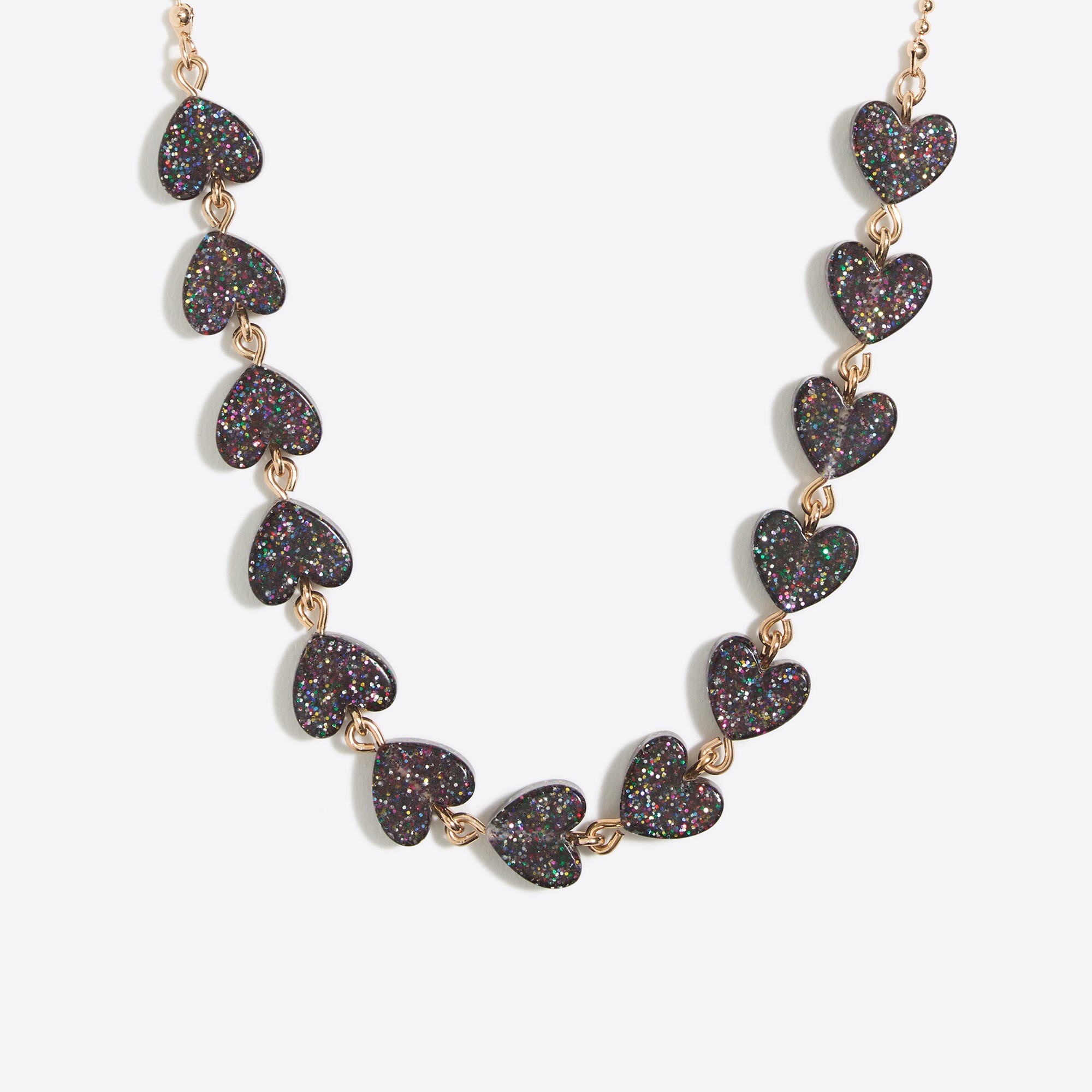 Girls' glitter-heart charm necklace