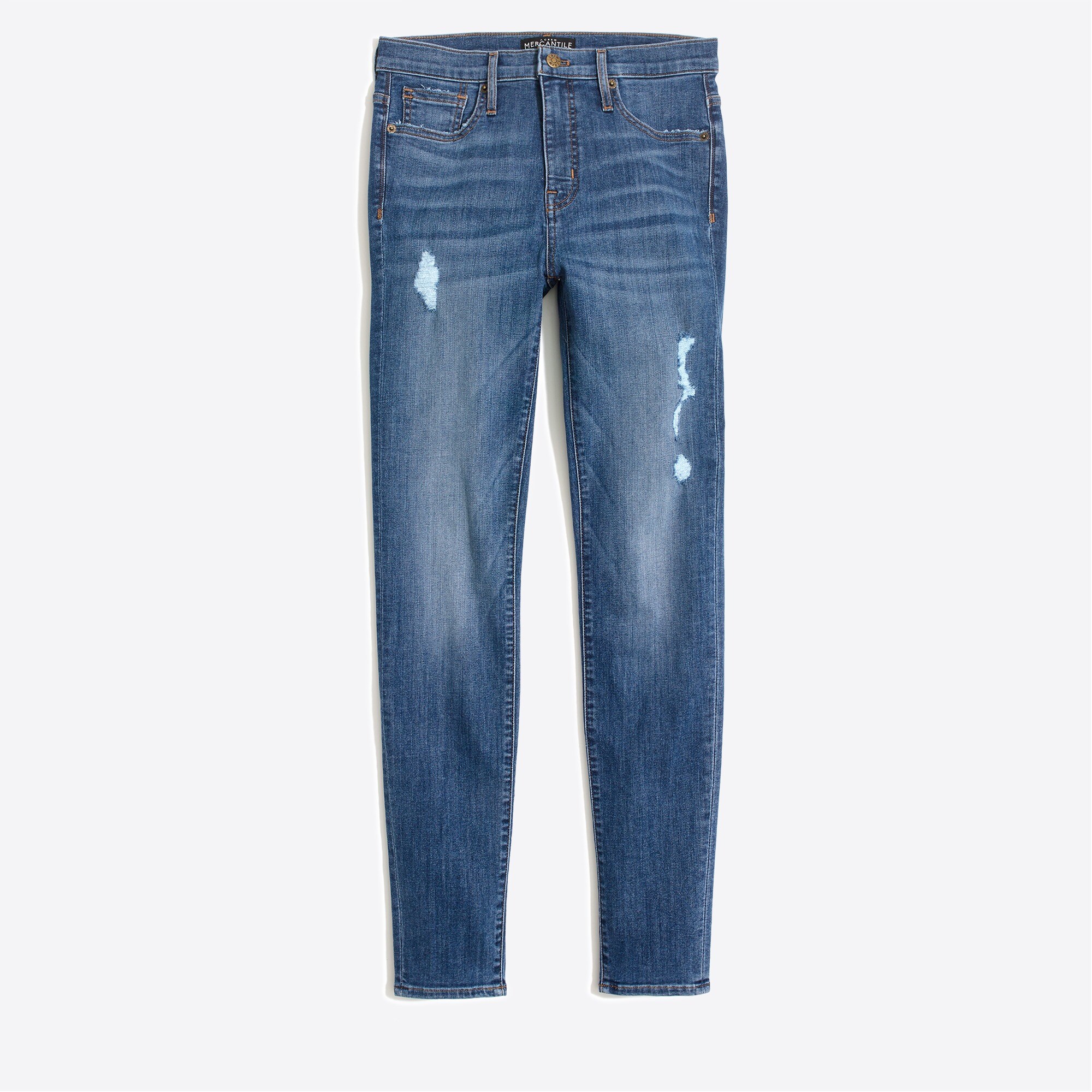 10" highest-rise skinny jean with distressed details