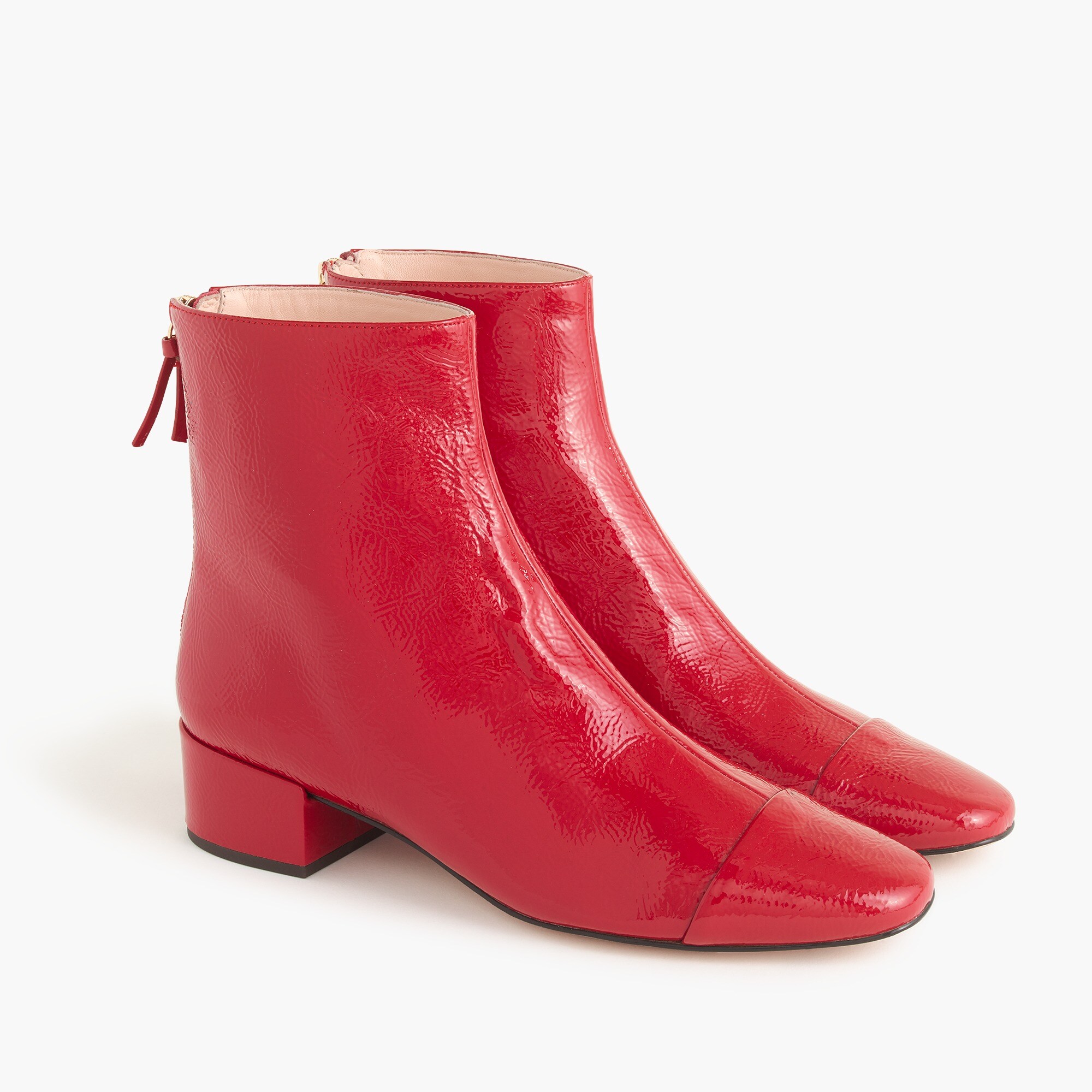 Cap-toe ankle boots in patent leather