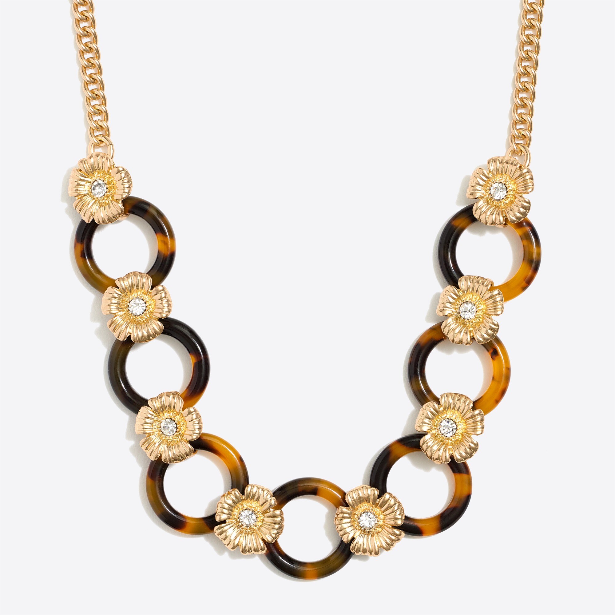 Tortoise link and flower statement necklace