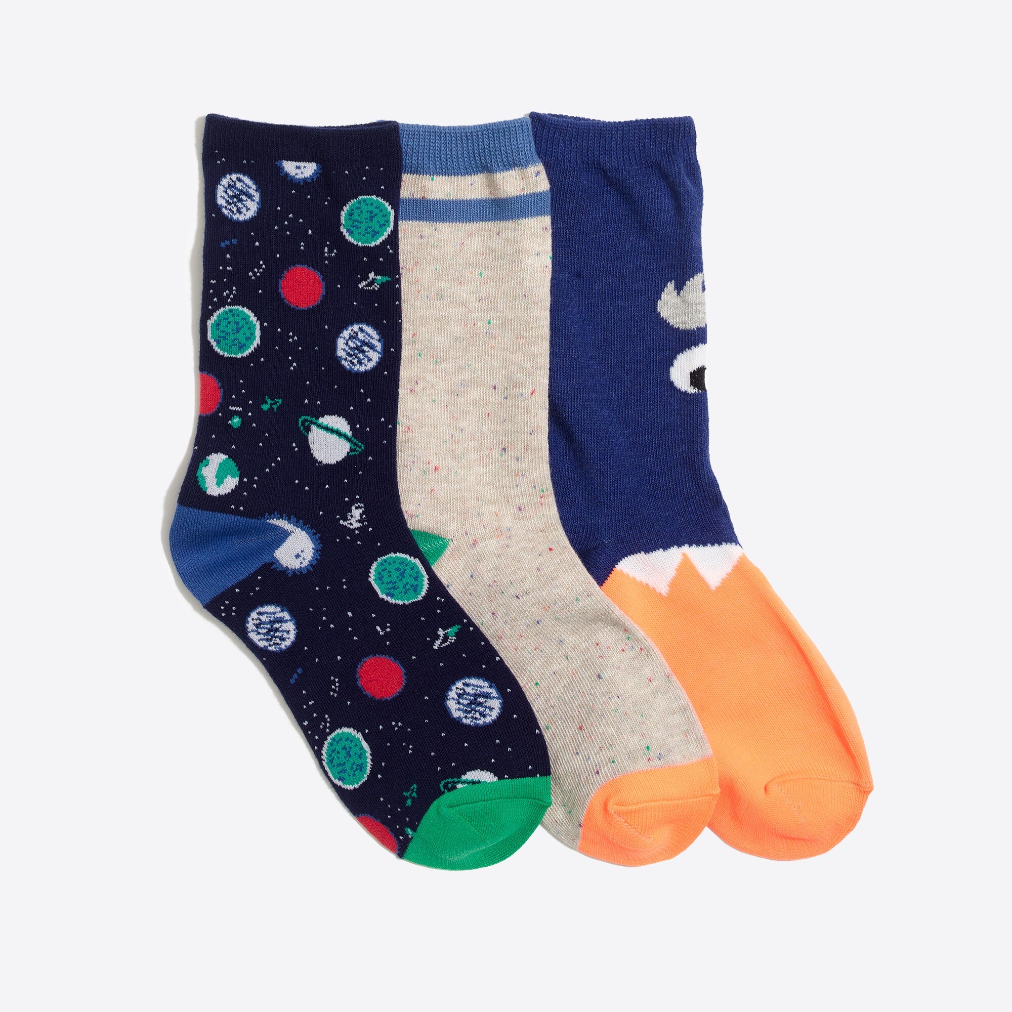 Boys' space stripe trouser socks three-pack