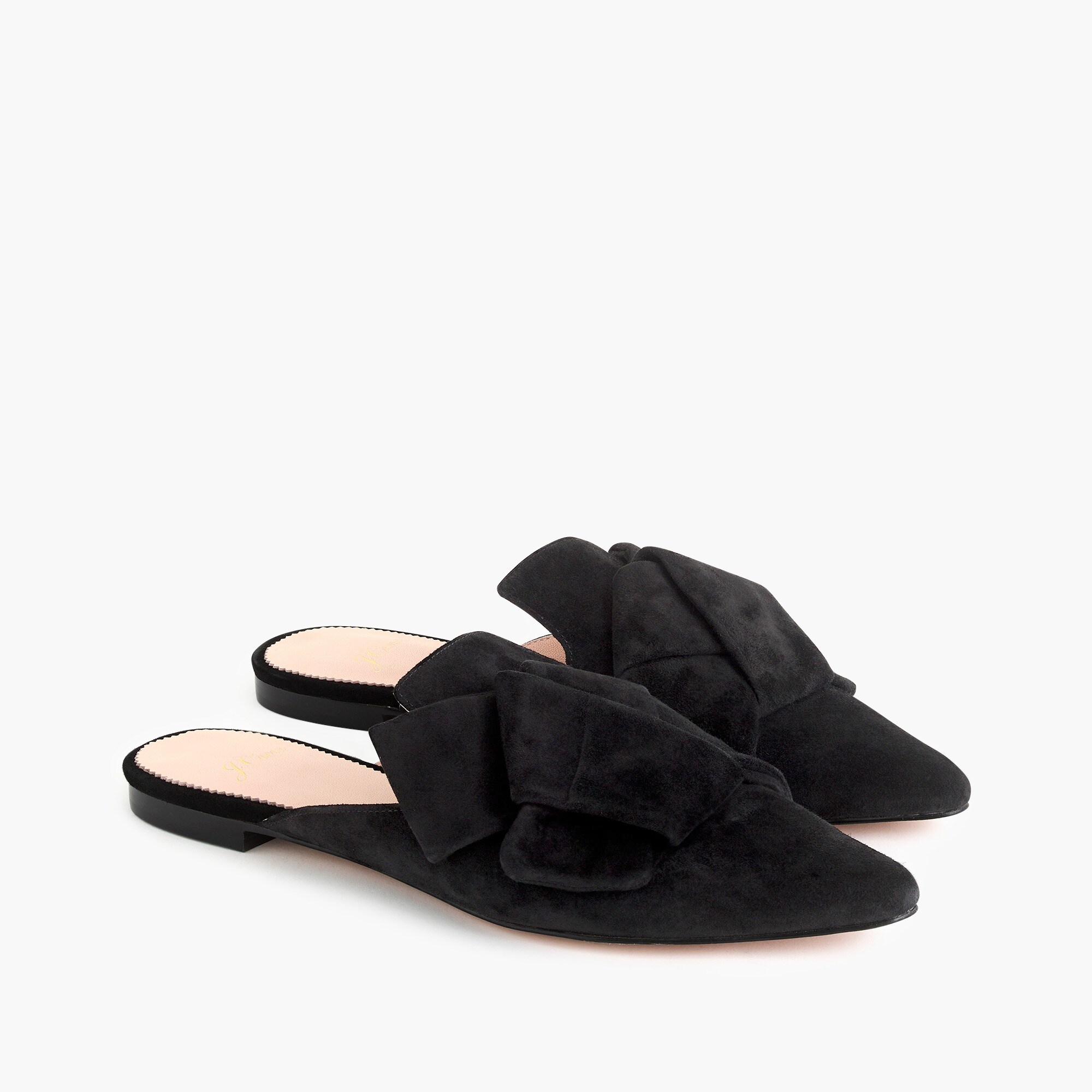Pointed-toe slides in suede