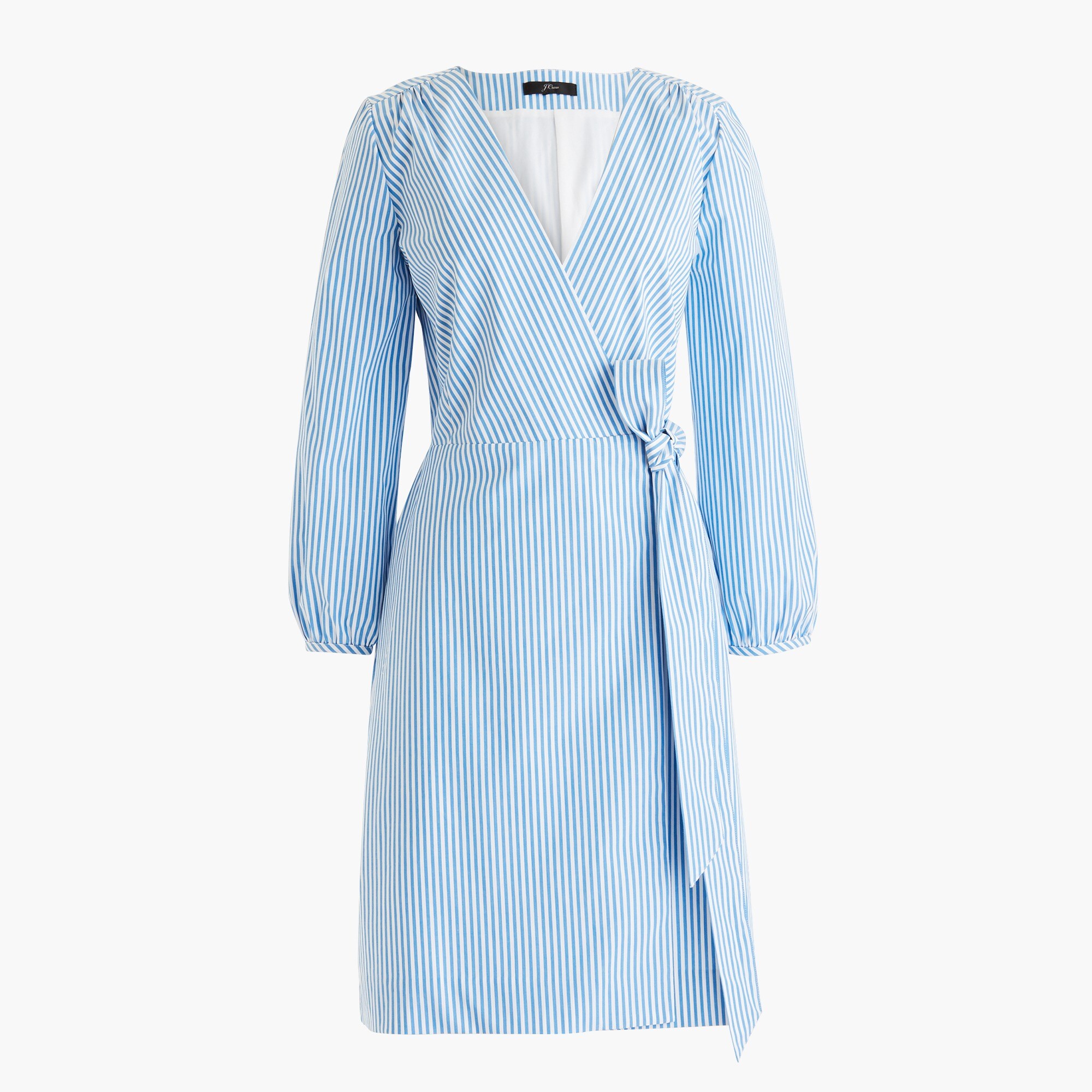 Wrap dress in striped cotton poplin