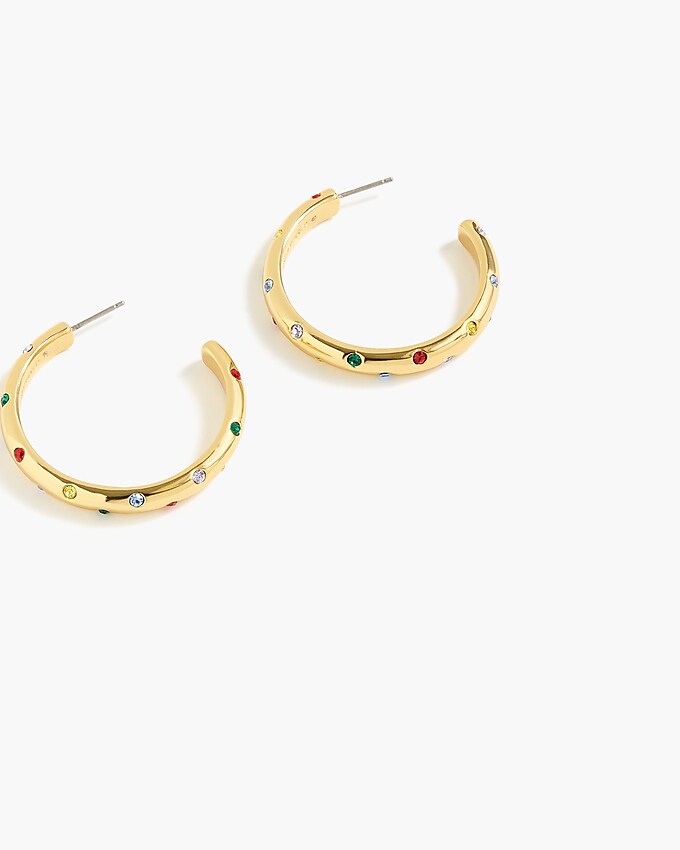 j.crew: alison lou x j.crew crystal-studded hoop earrings for women, right side, view zoomed