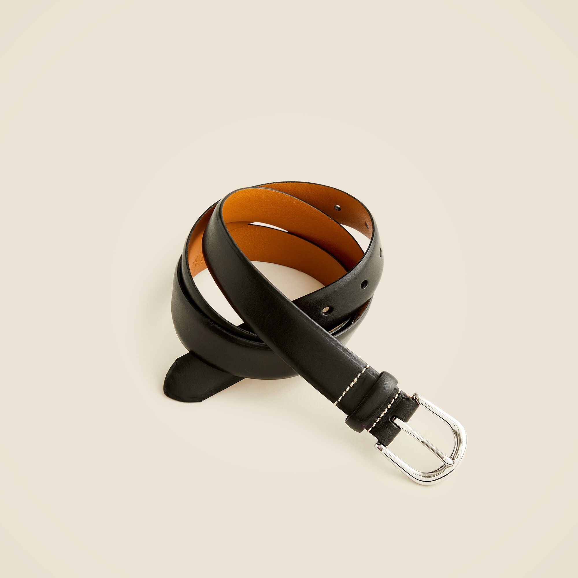  Leather round-buckle dress belt