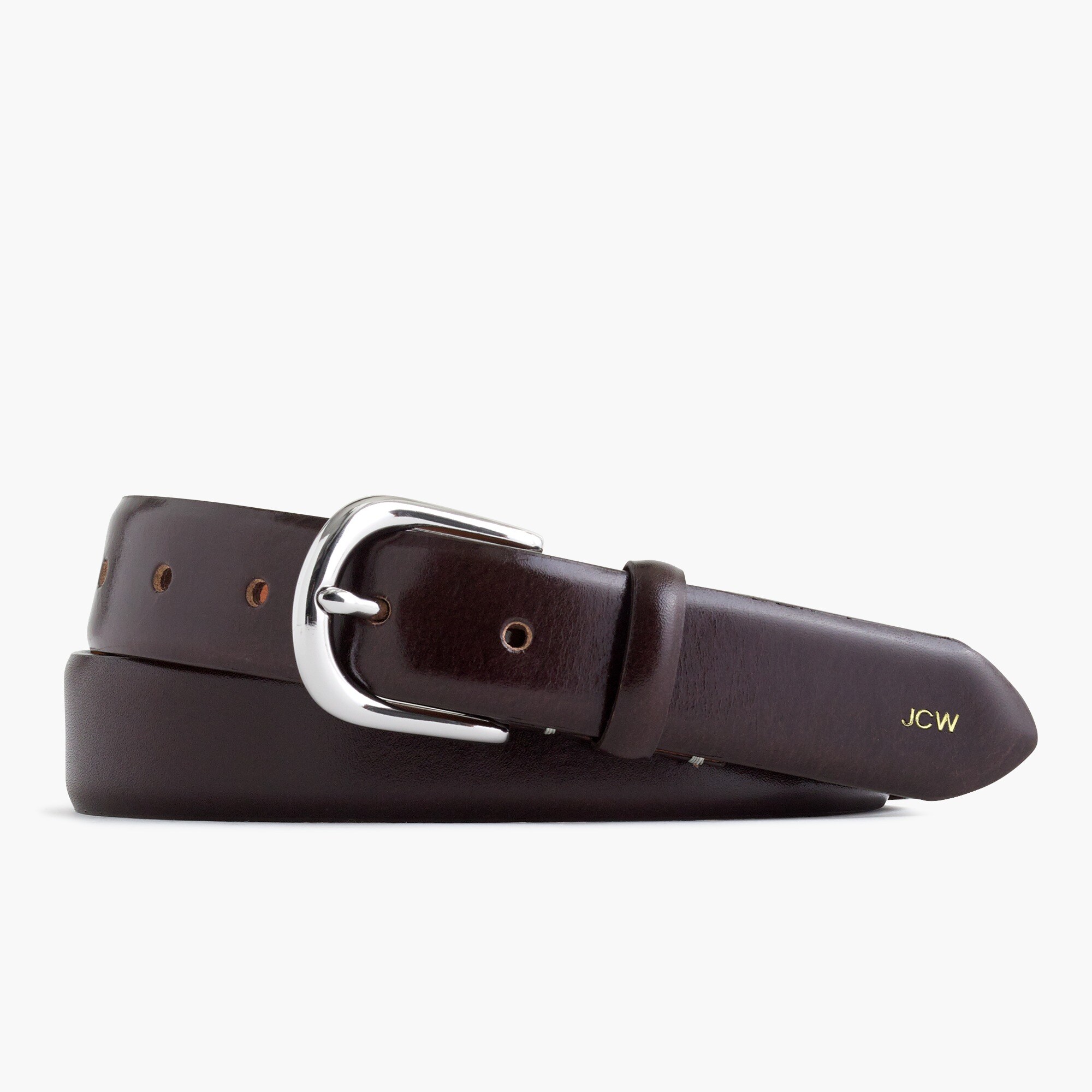 Leather round-buckle dress belt