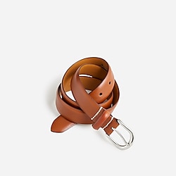 Leather round-buckle dress belt
