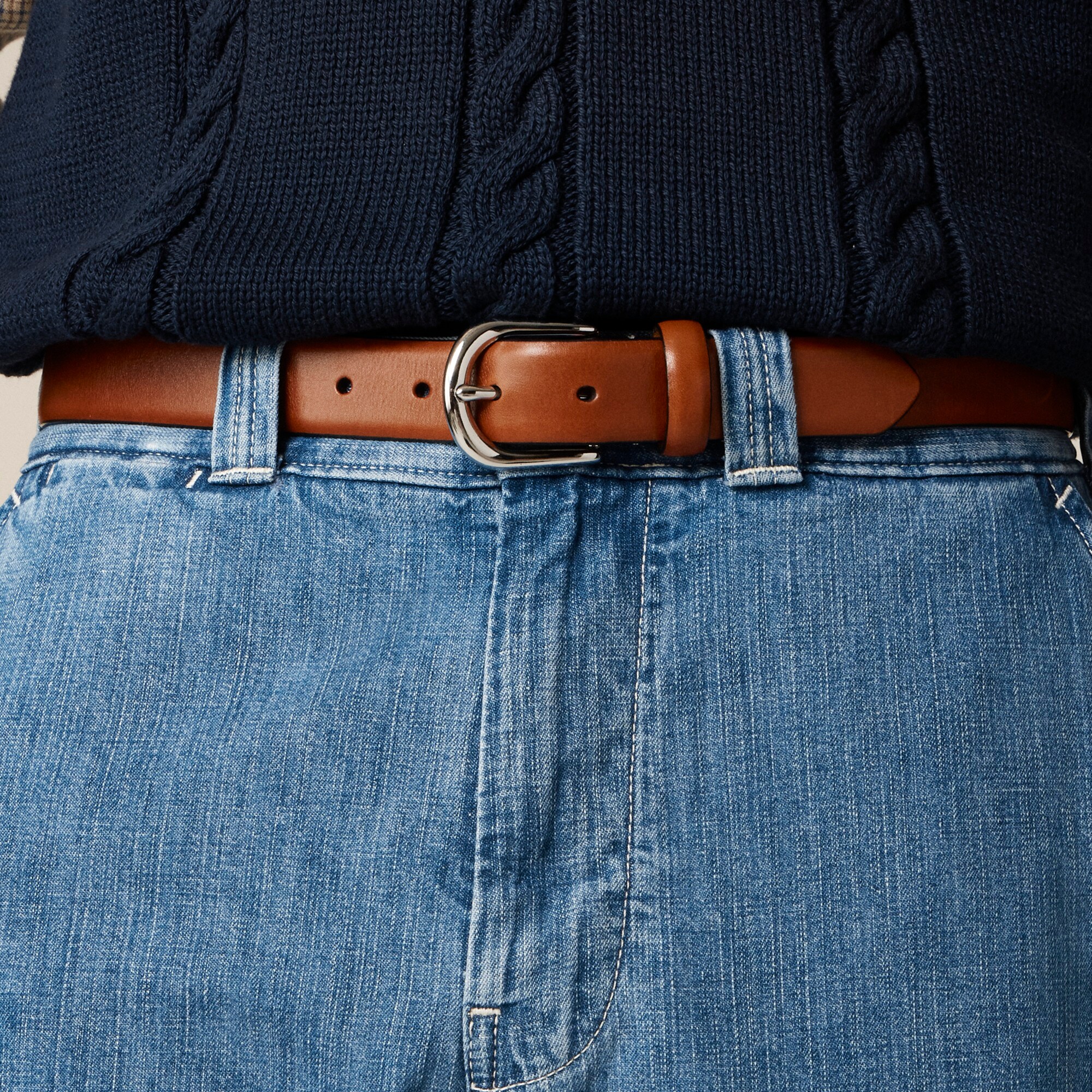 mens Leather round-buckle dress belt