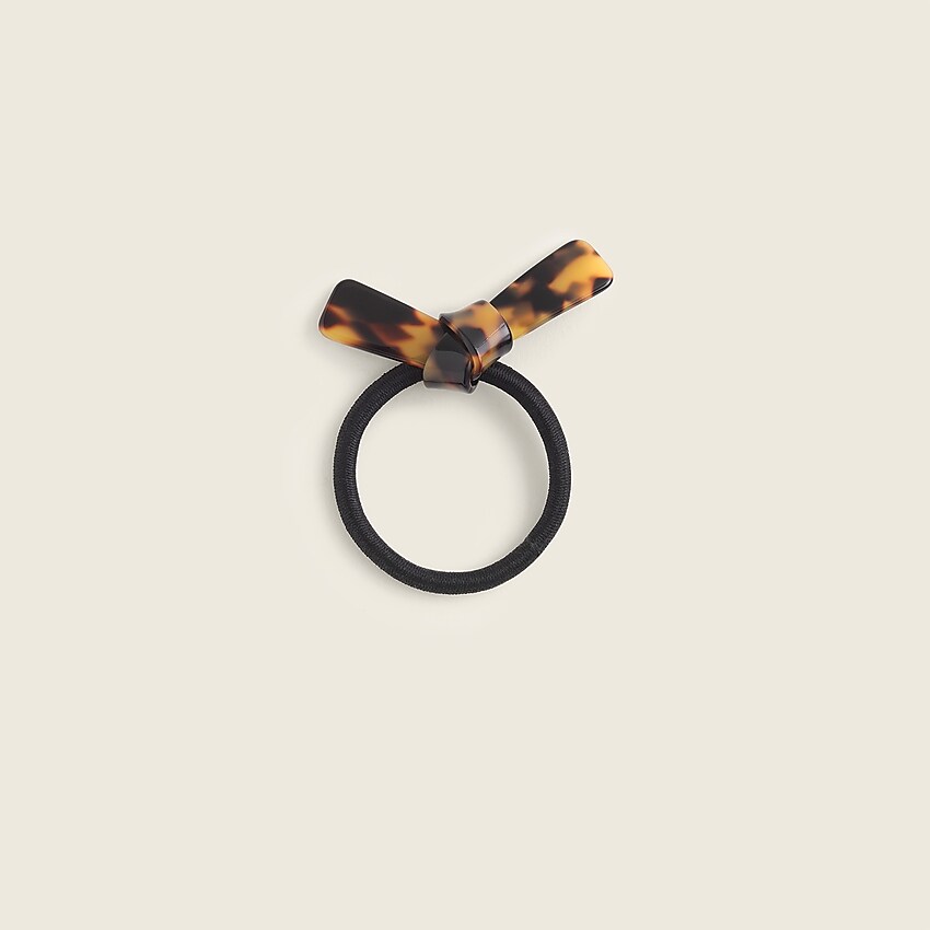 j.crew: hair elastic with faux-tortoise bow for women, right side, view zoomed