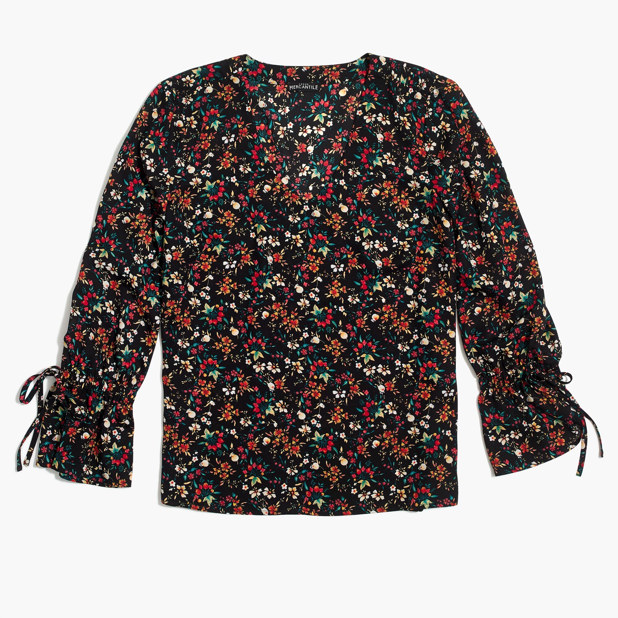 Printed bow-sleeve top