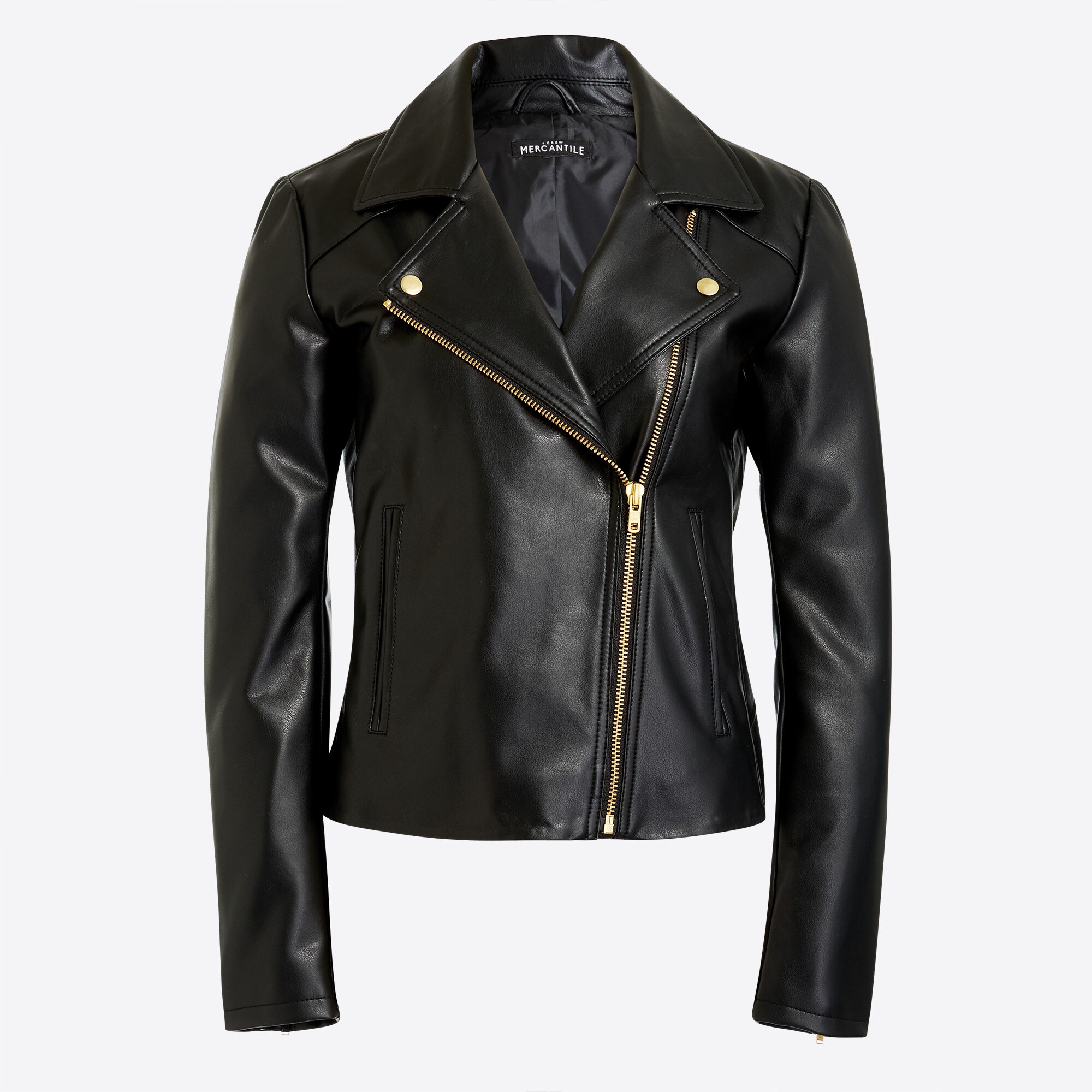 faux-leather moto jacket for women