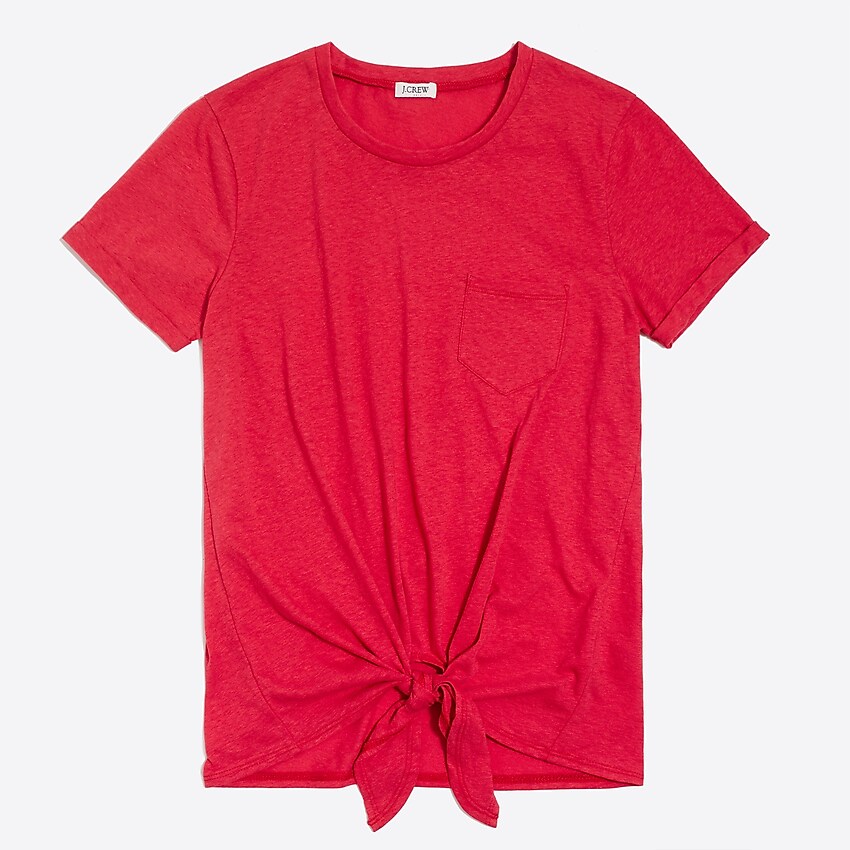 factory: tie-waist pocket tee for women, right side, view zoomed