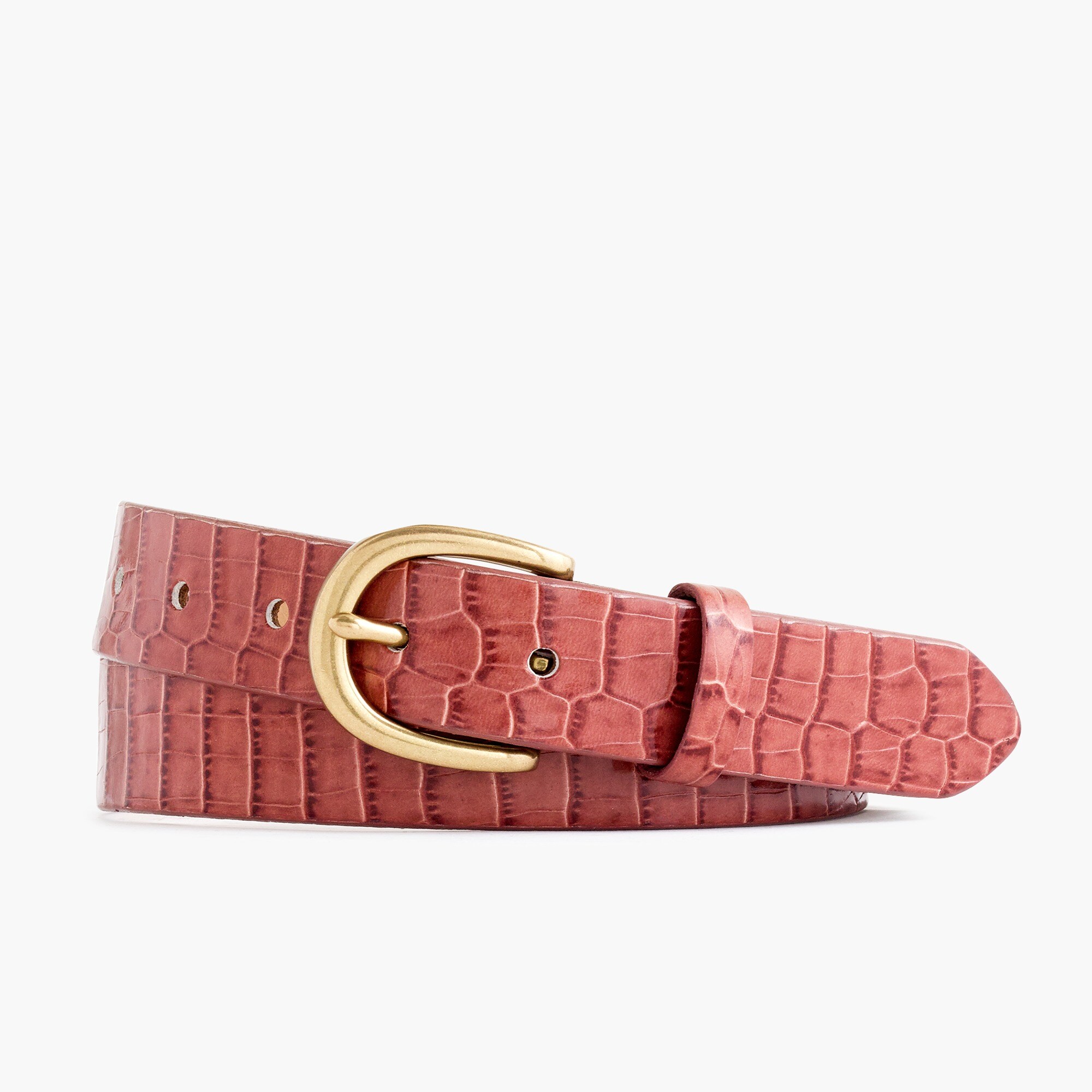 Embossed croc leather belt