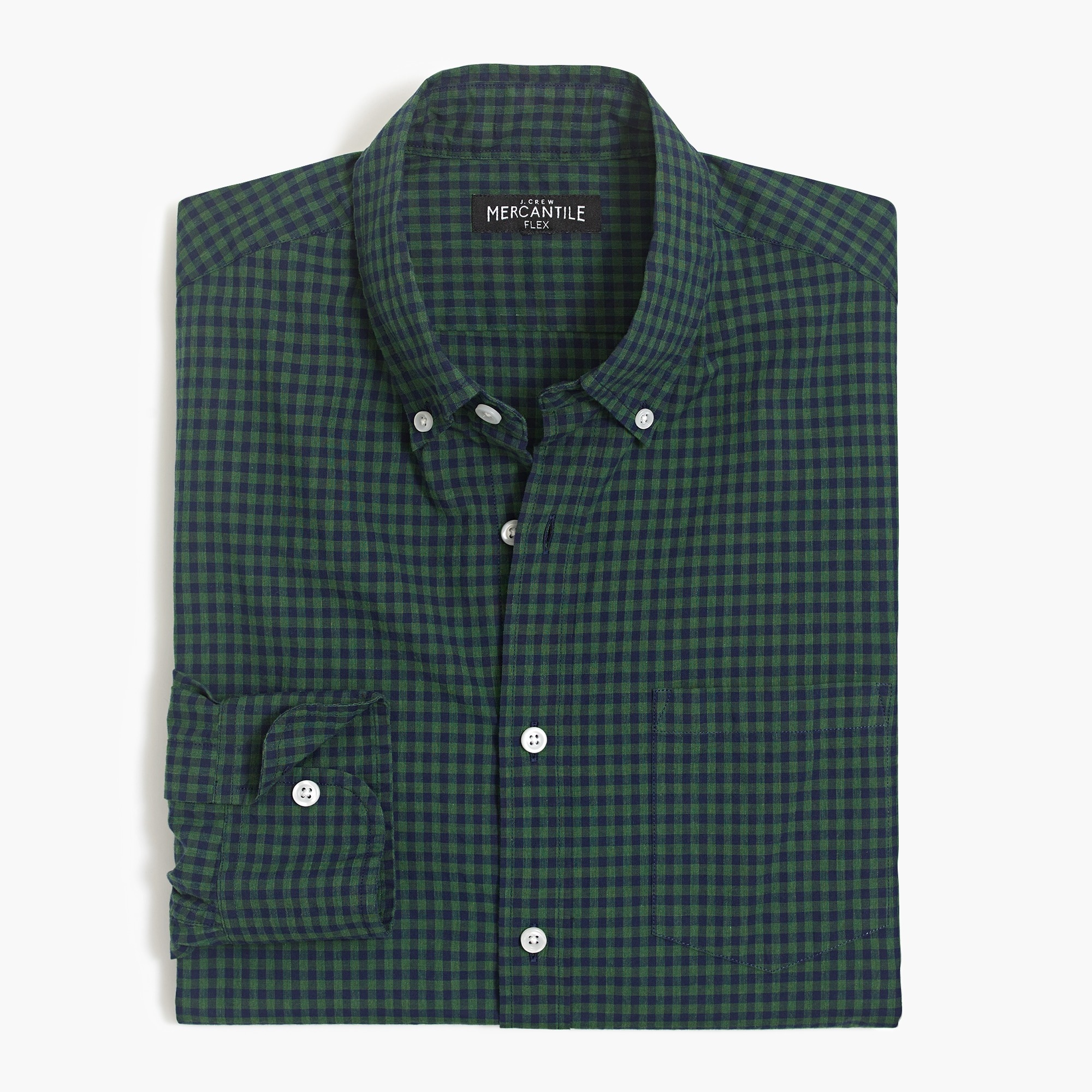 slim flex heather washed shirt in gingham for men