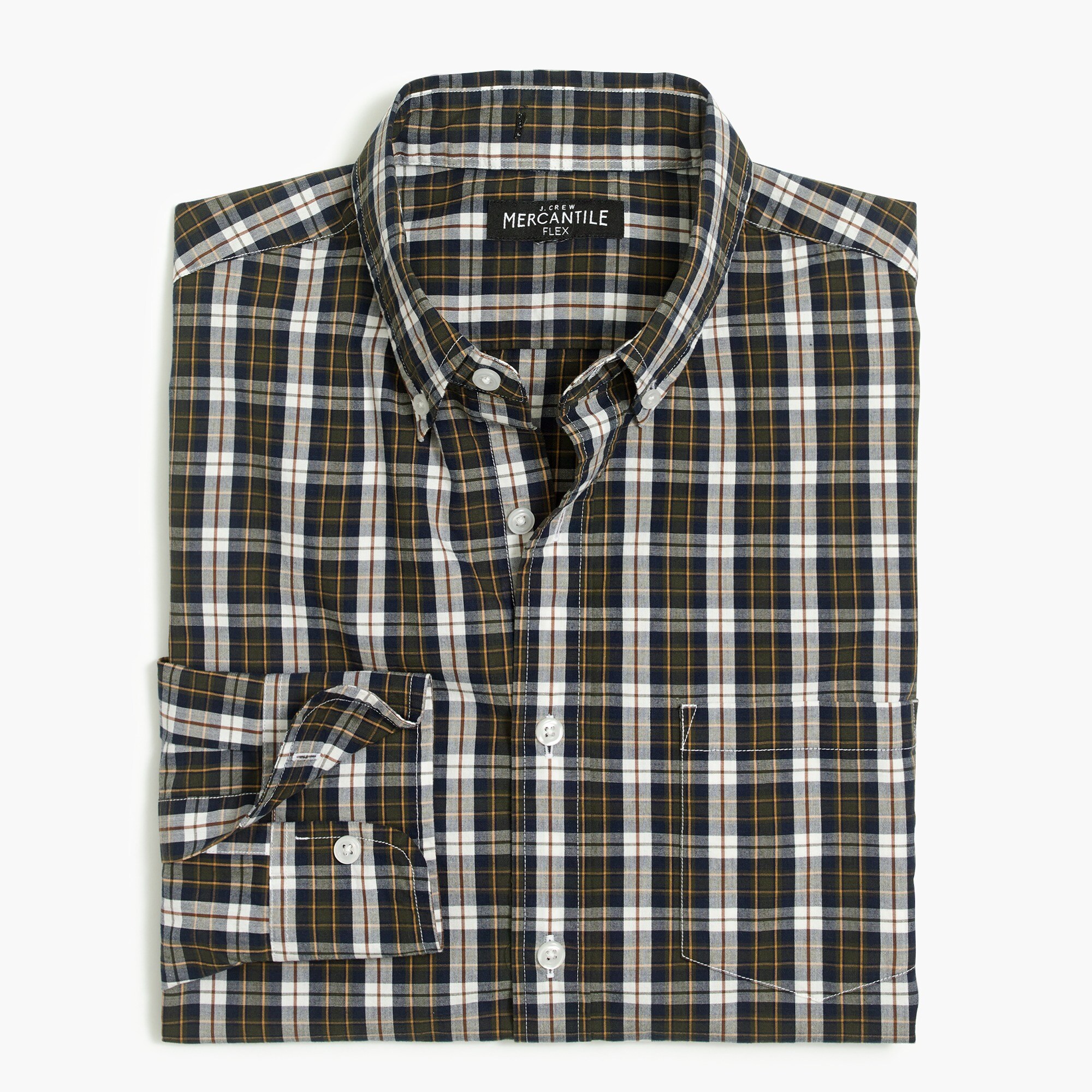 Slim flex washed shirt in plaid