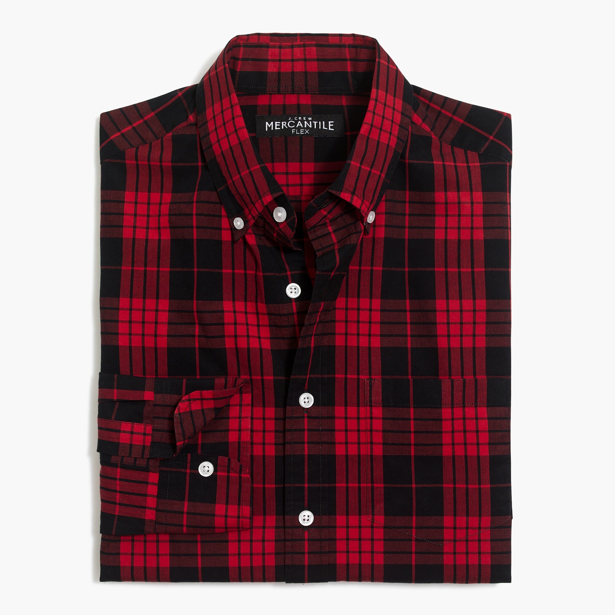 Slim flex washed shirt in plaid