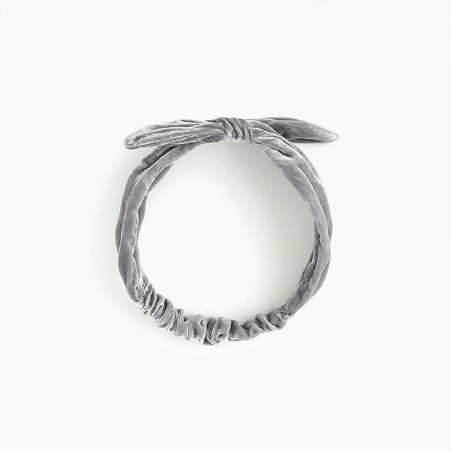 j.crew: twisted bow velvet headband, right side, view zoomed