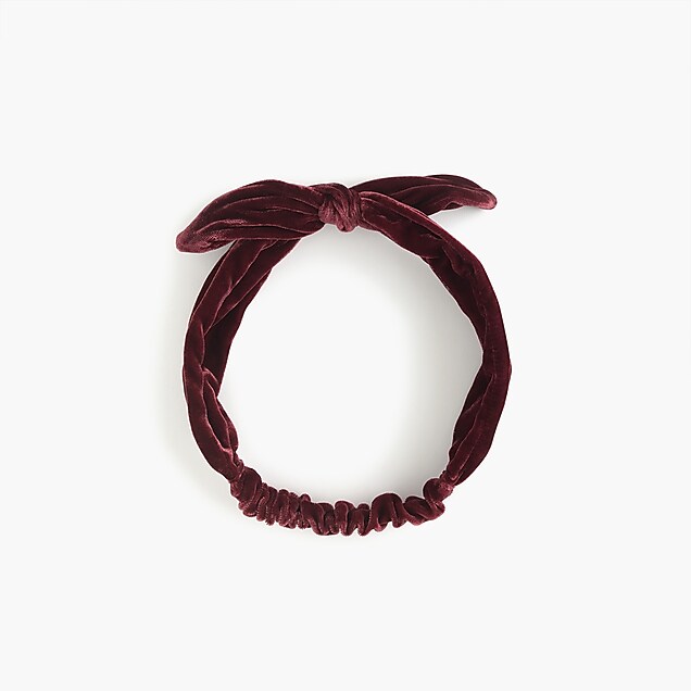 j.crew: twisted bow velvet headband, right side, view zoomed