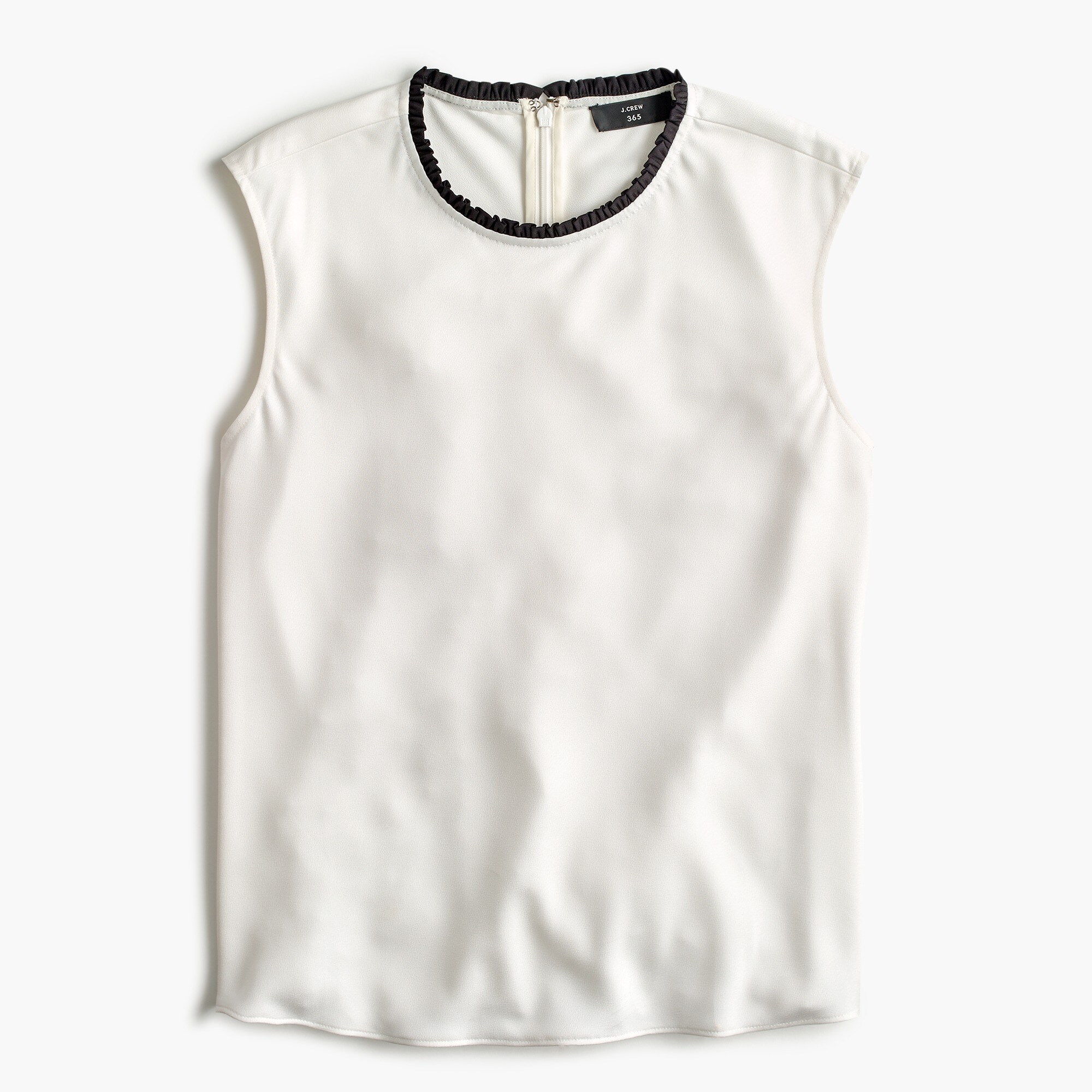 J.Crew: Ruffle-neck Shell In Satin-crepe For Women