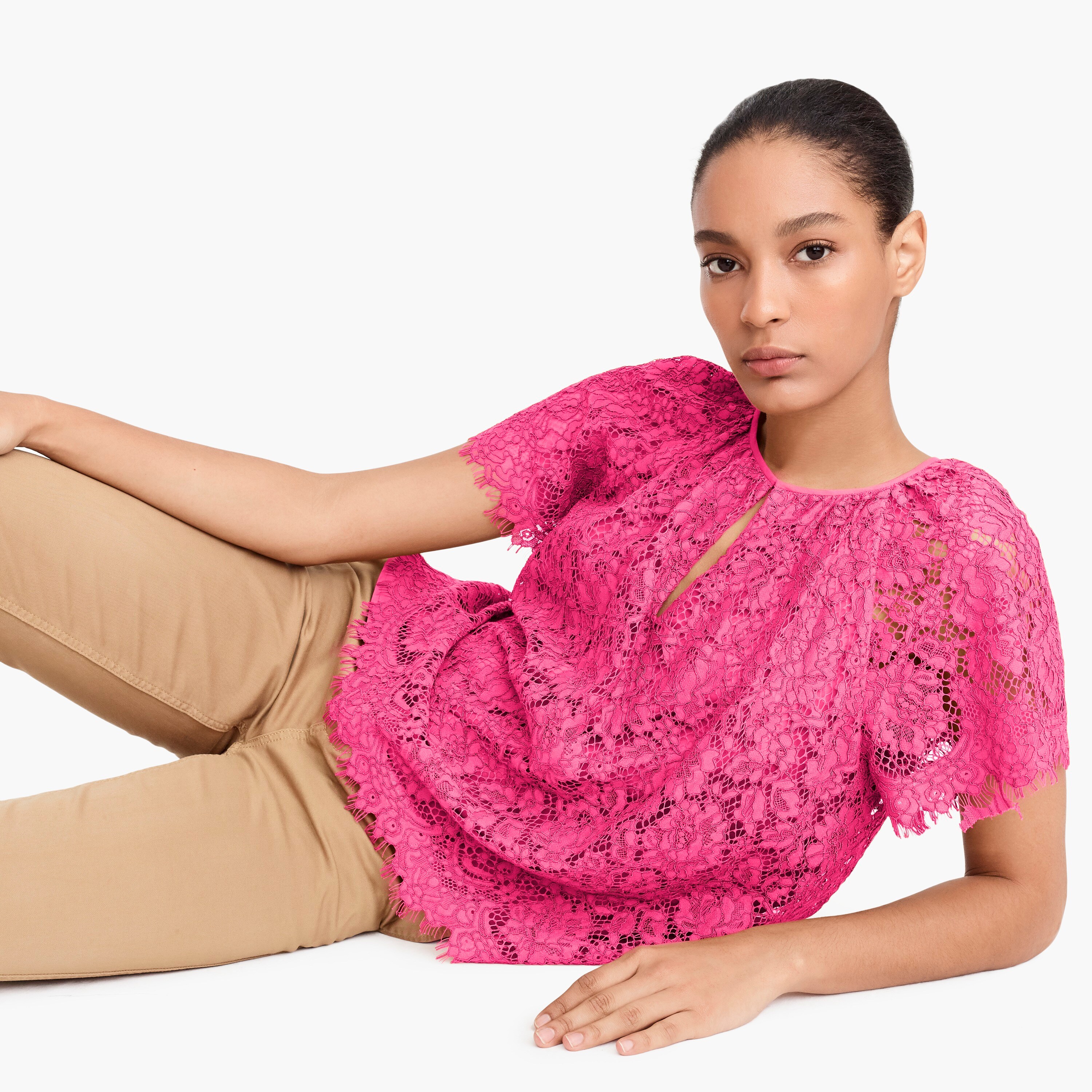 short-sleeve lace top : women blouse