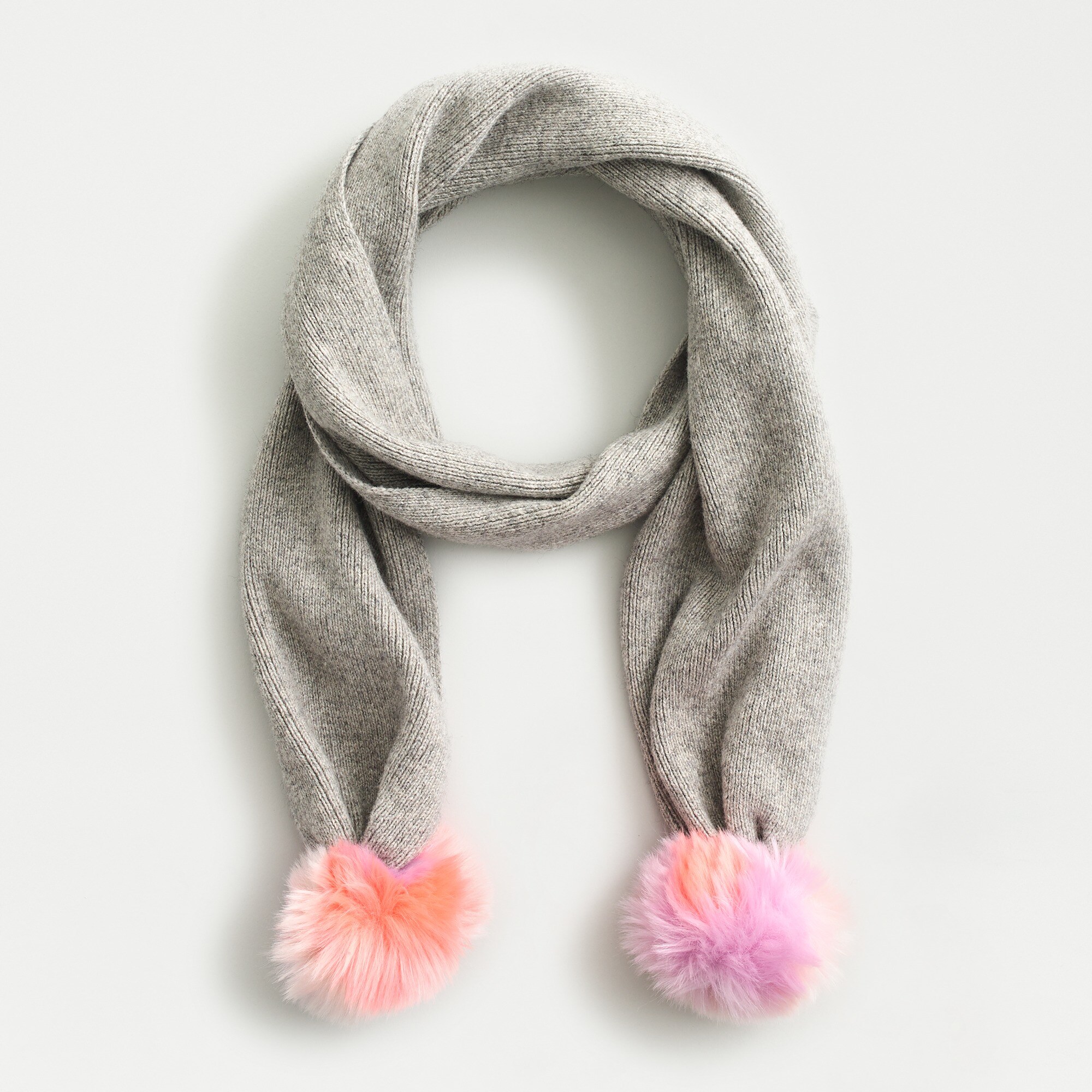 J.Crew Girls' Knit Scarf With Fur Pompoms