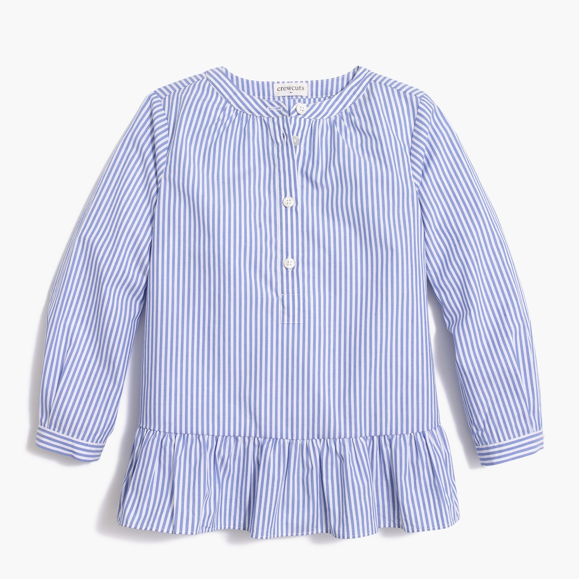 Girls' long-sleeve stripe peplum top