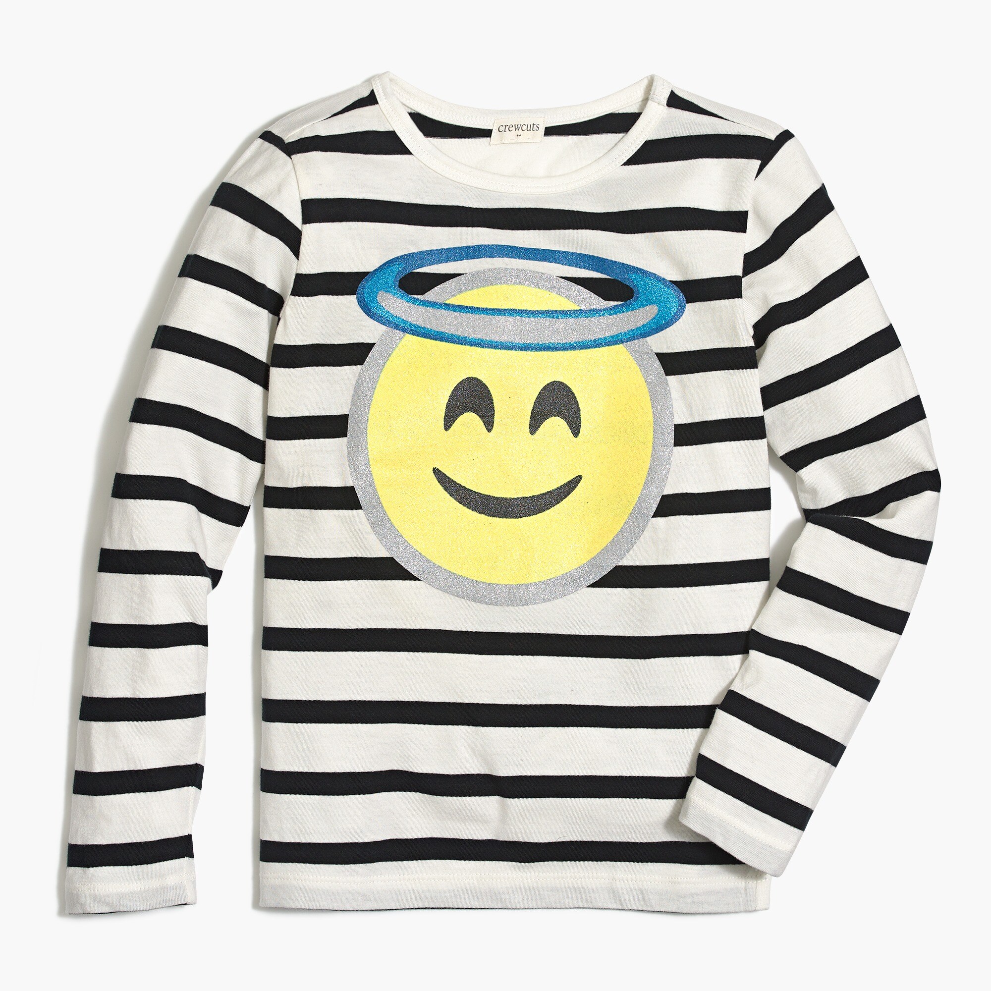 Girls' long-sleeve angel emoji graphic tee
