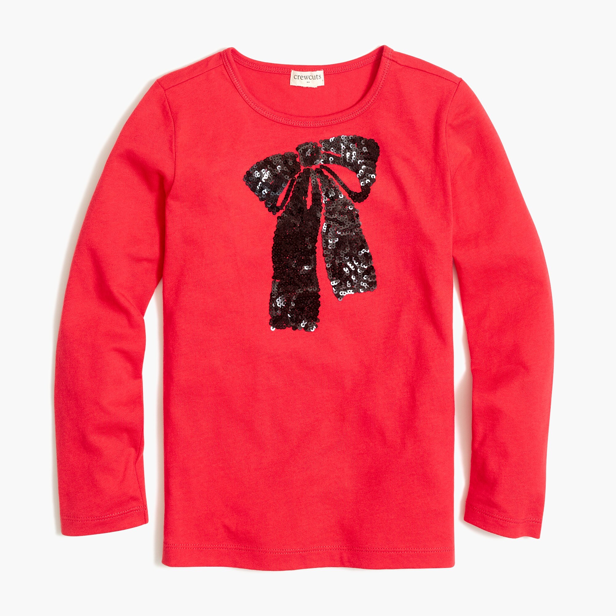 Girls' long-sleeve sequin bow graphic tee