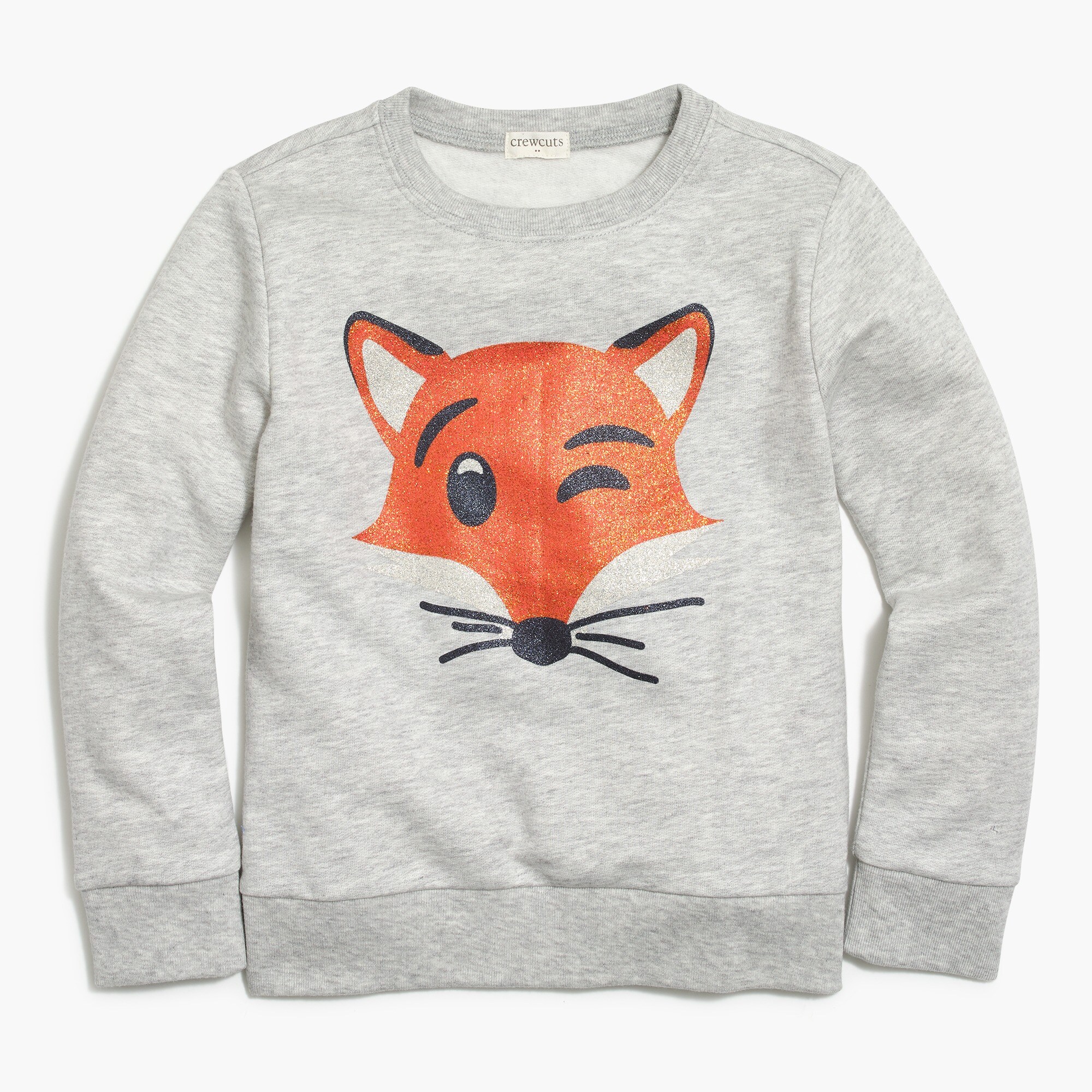 Girls' glitter fox popover sweatshirt