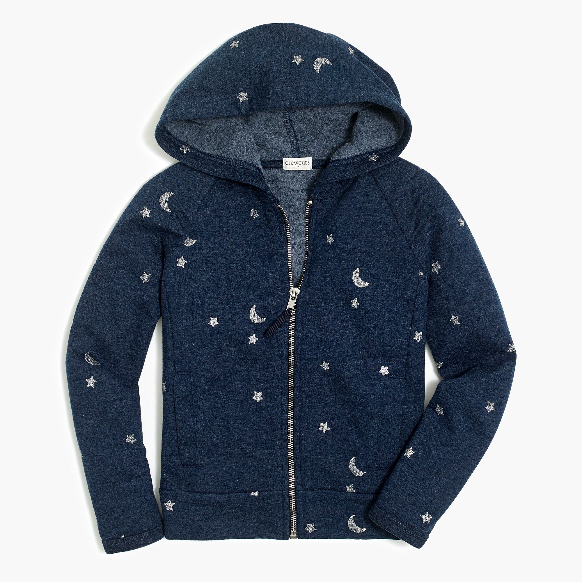 Girls' star and moon zip-up hoodie