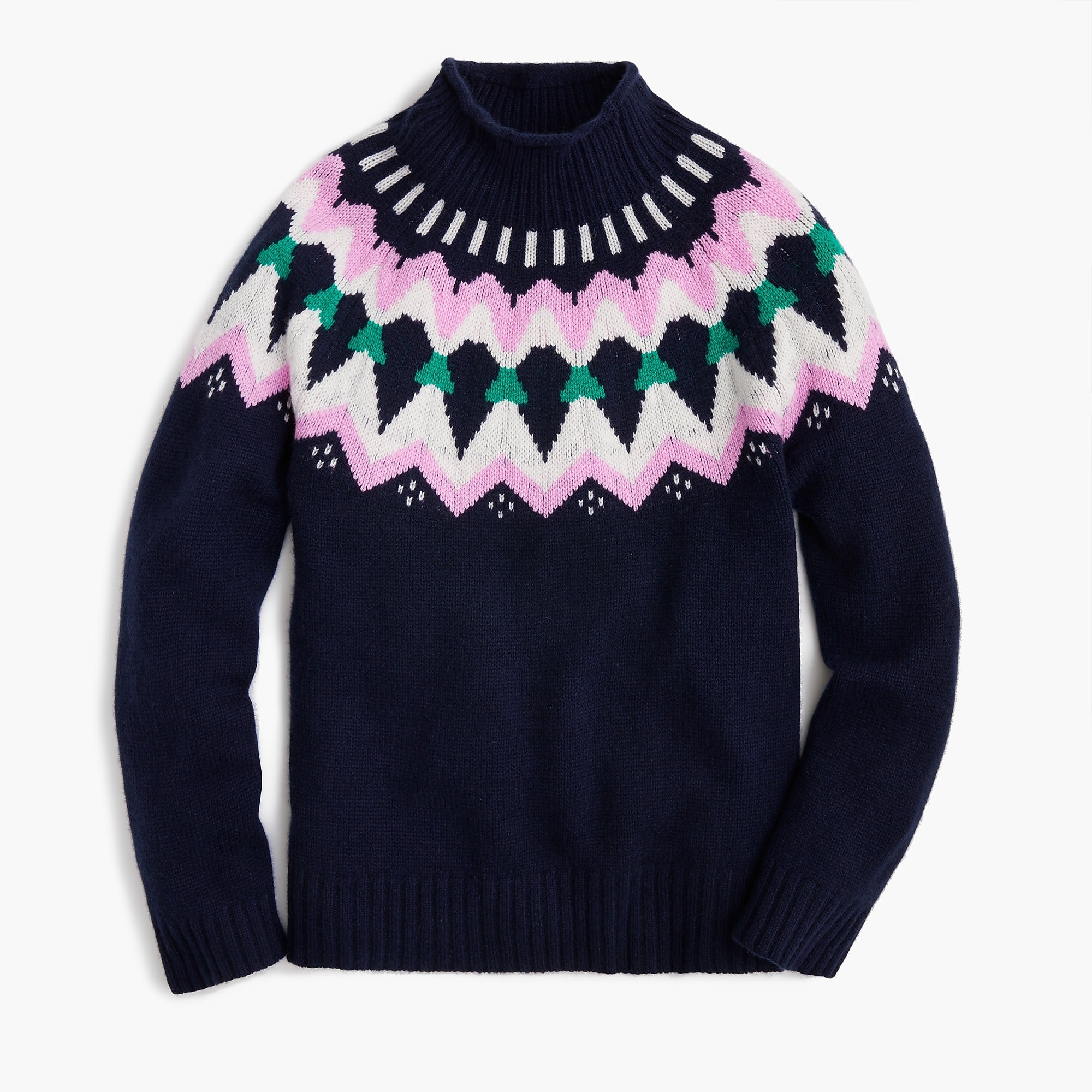 J.Crew: Mockneck Fair Isle Cashmere Sweater For Women