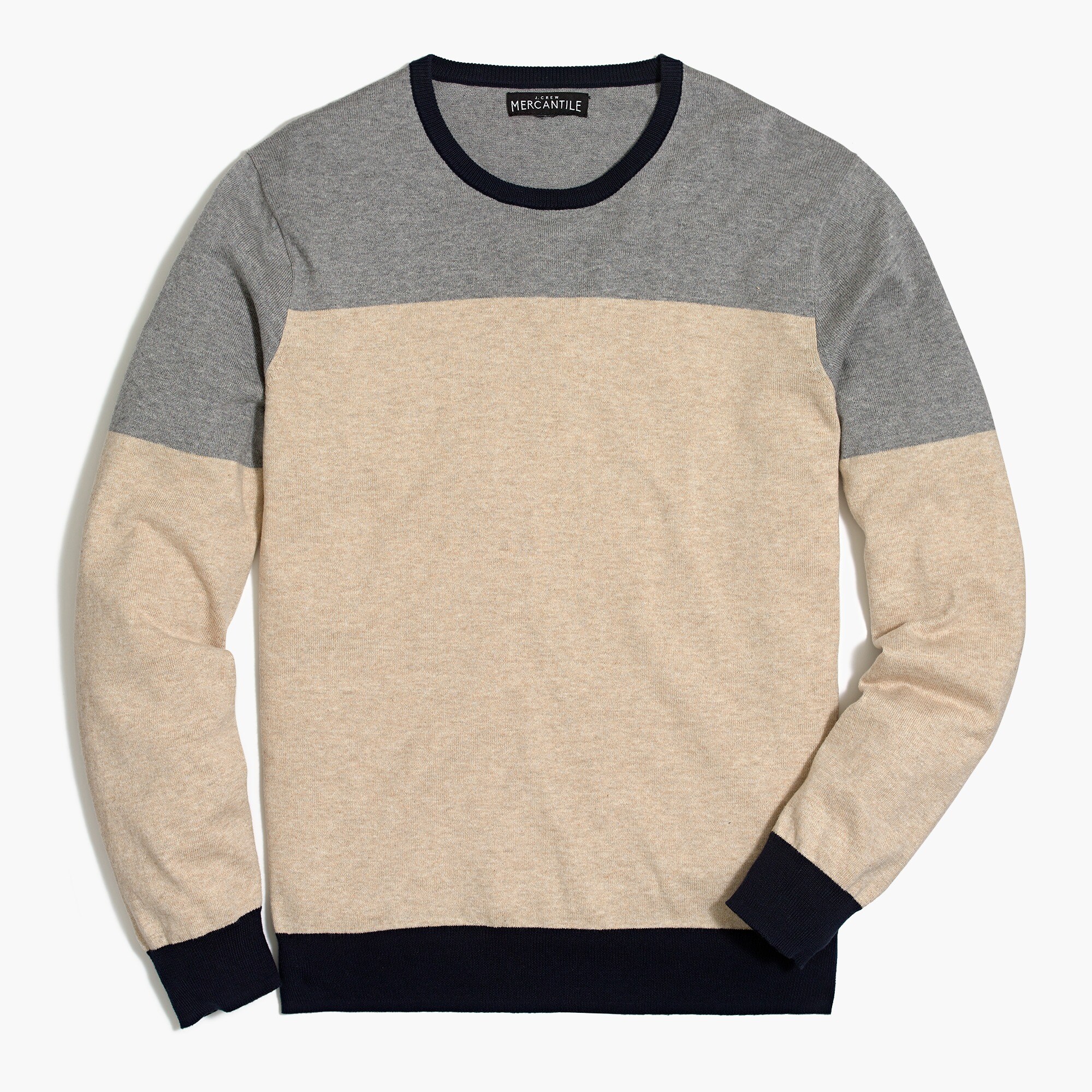 cotton colorblock crewneck sweater for men