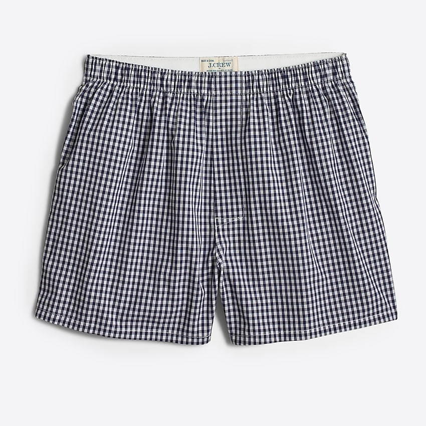factory: boxer in navy gingham for men, right side, view zoomed
